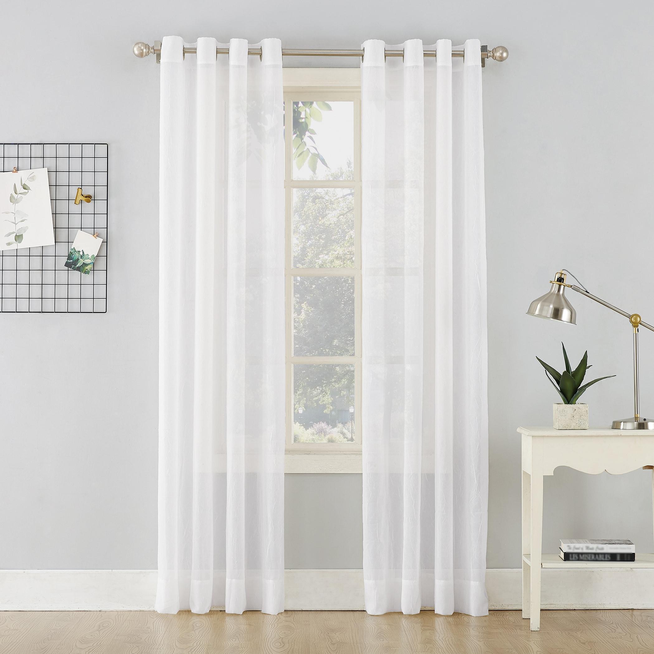 84"x51" Erica Crushed Sheer Voile Grommet Curtain Panel White - No. 918: Sheer Curtain Panels, Indoor Use, 1 Piece