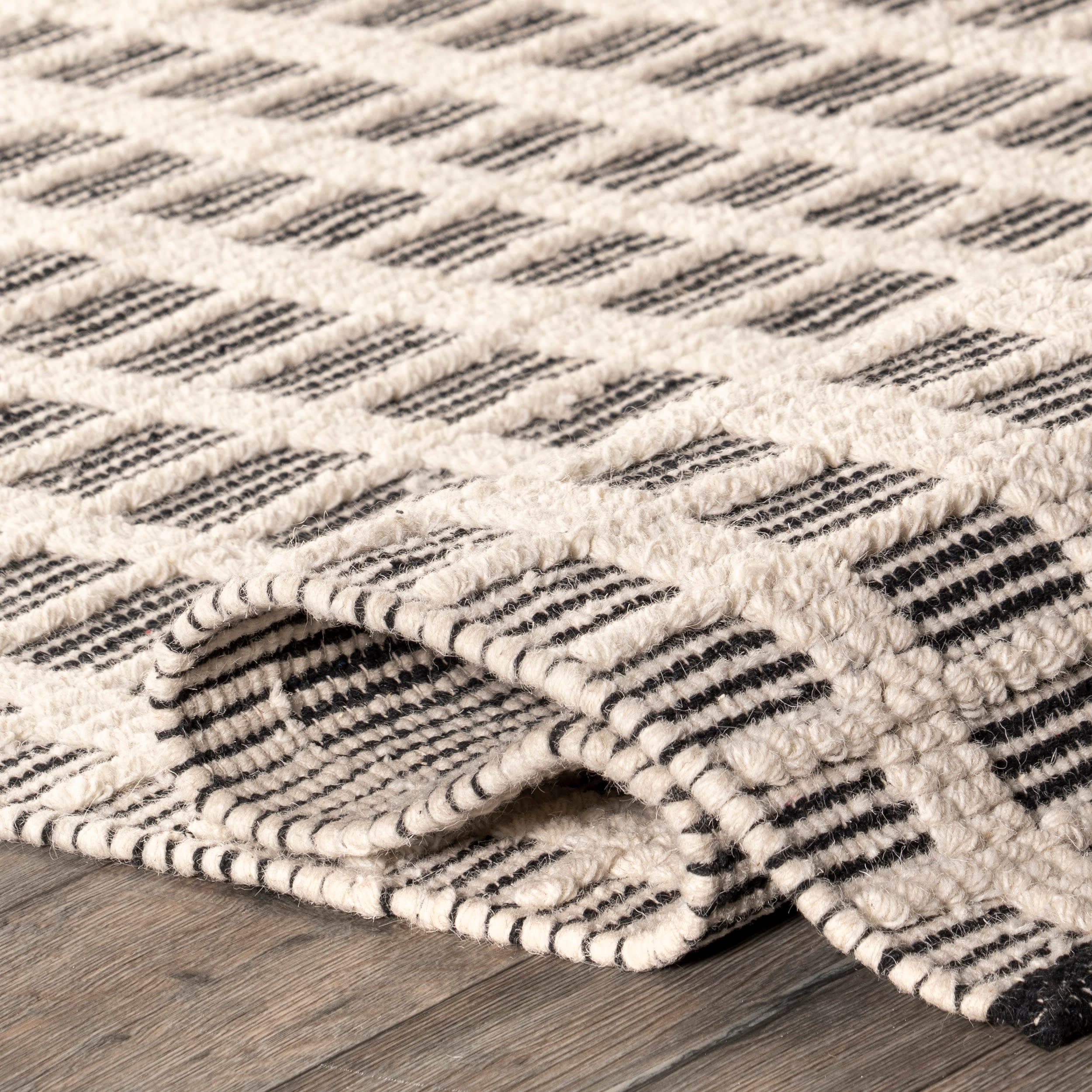 Arvin Olano x Rugs USA Parker Check Textured Ivory Area Rug