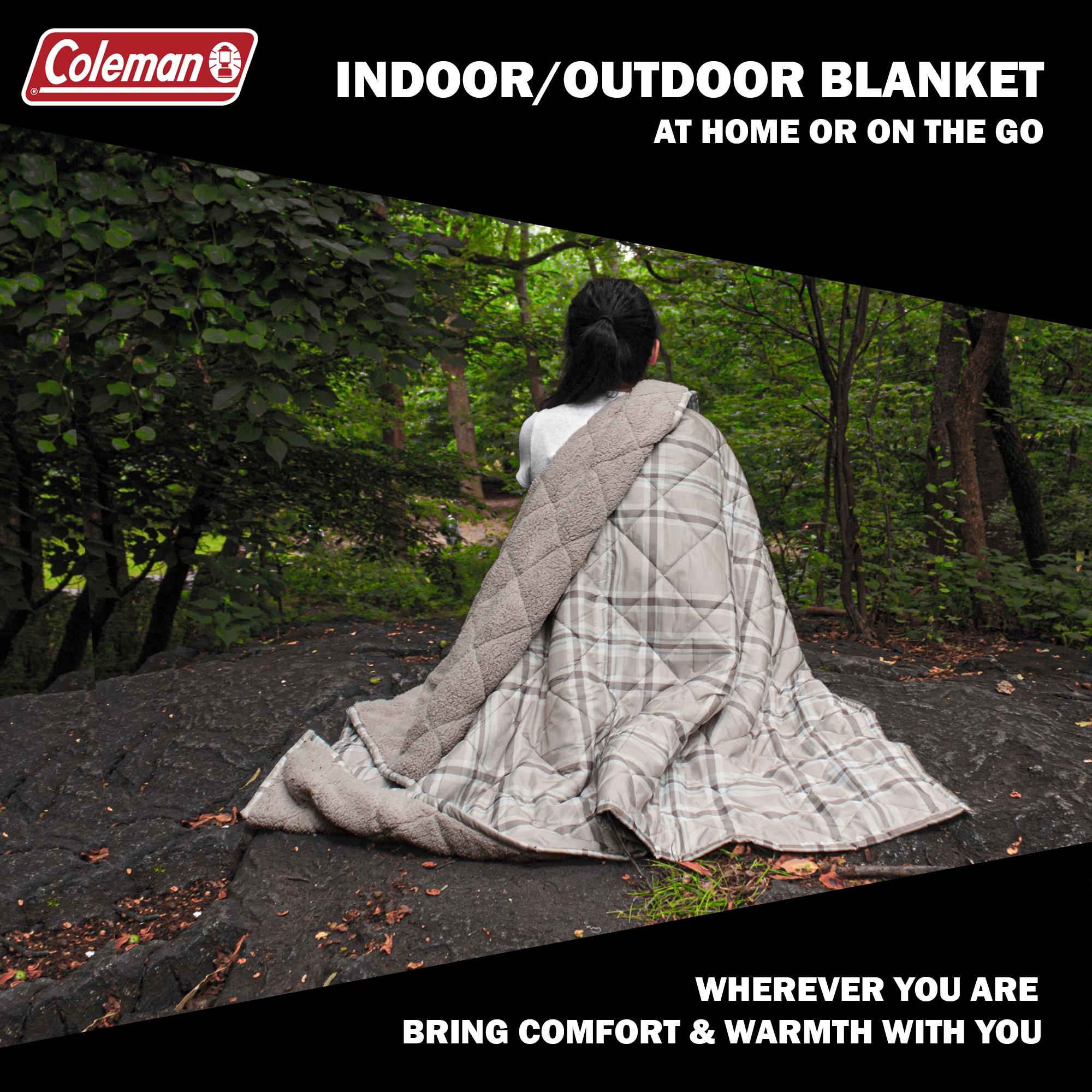 Coleman Coleman Reversible Water Resistant Nylon and Sherpa Diamond Quilted Indoor/Outdoor Throw/Picnic Blanket