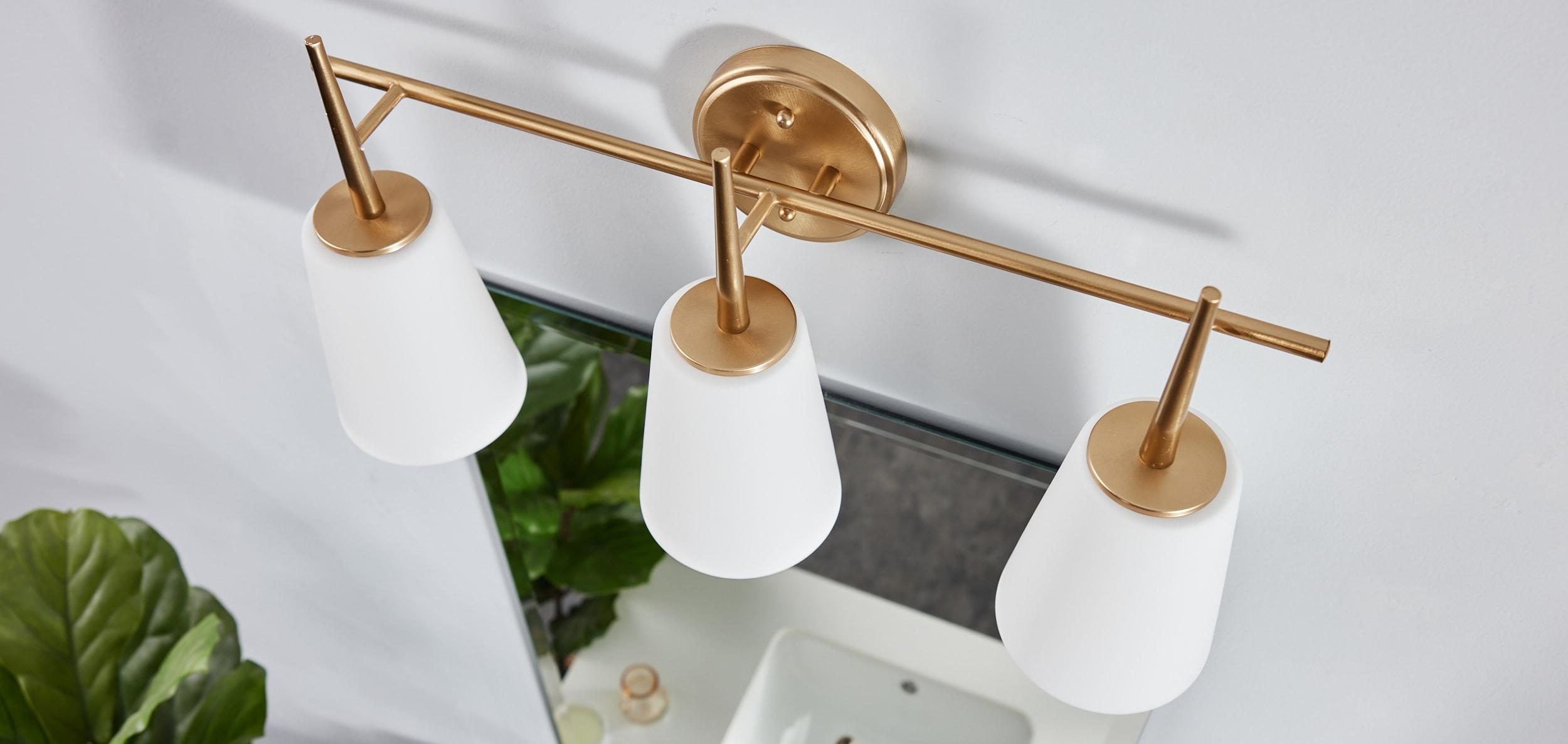 Driscoll Satin Brass 3-Light Wall Sconce with Opal Glass Shade