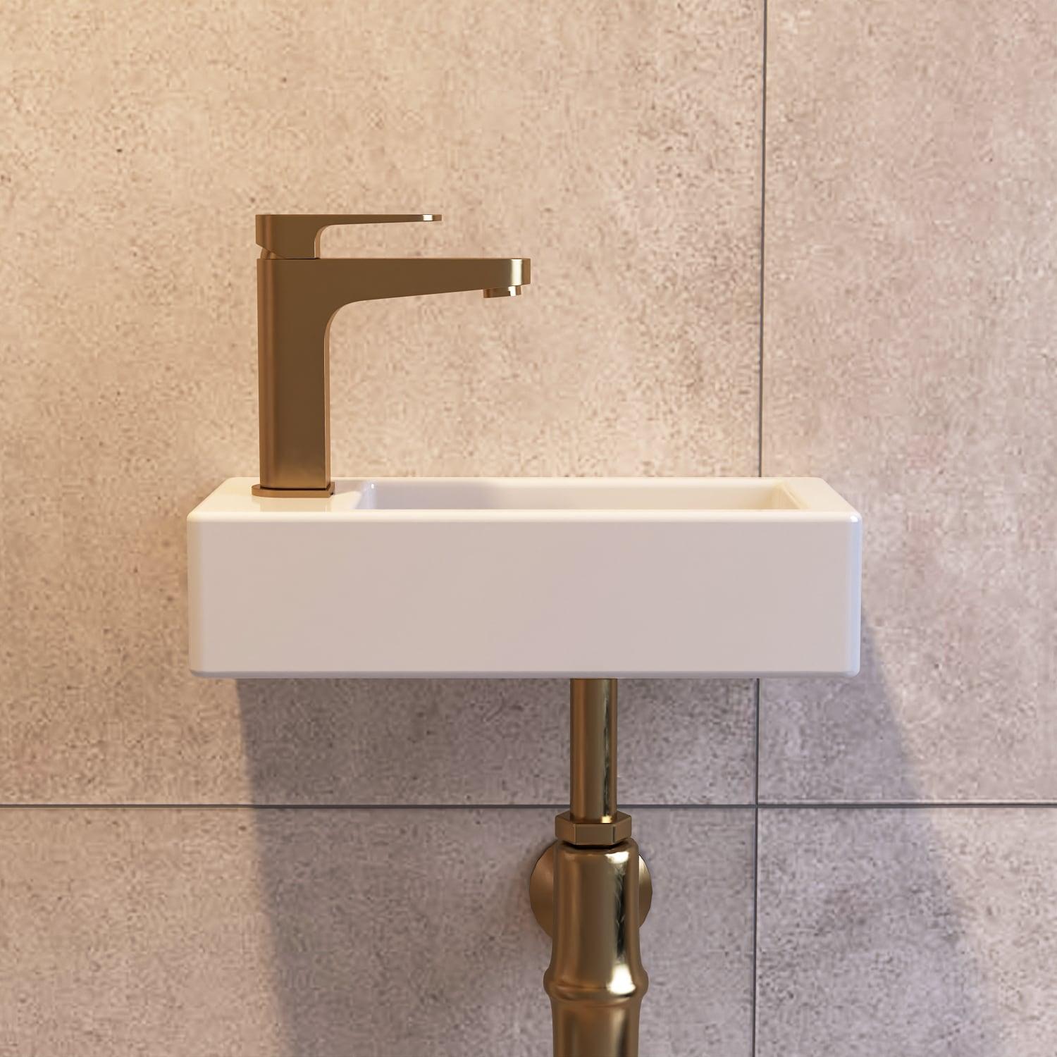 Liberty 14.57'' x 7'' Vitreous China Rectangular Wall Mount Bathroom Sink with Left Faucet Hole for Small Space