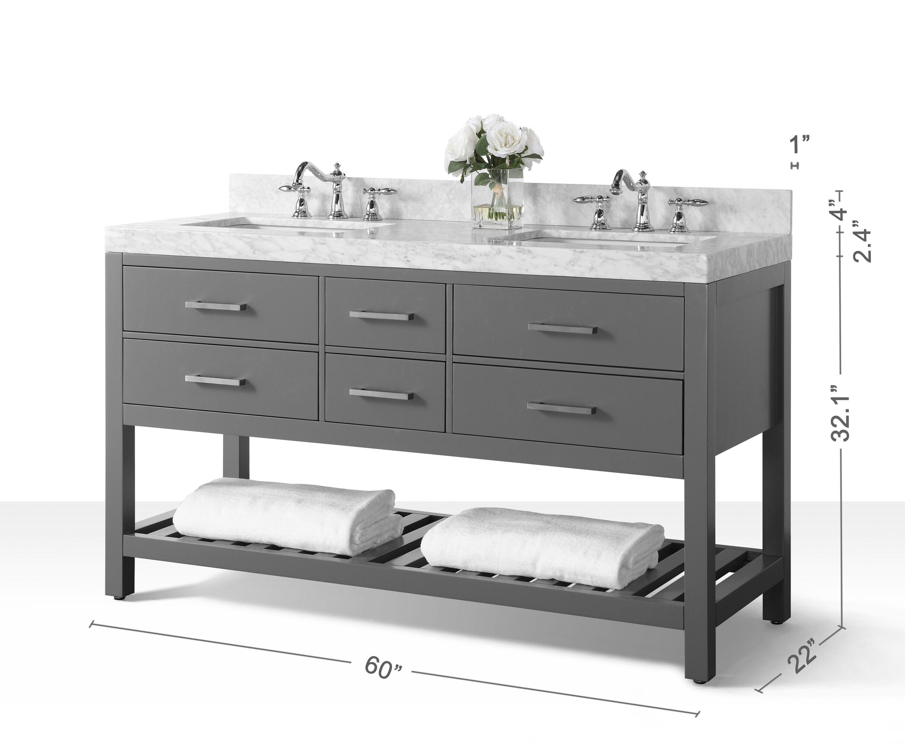 Elizabeth 60 in. Bath Vanity Set in Sapphire Gray with Italian Carrara White Marble Vanity top and White Undermount Basin