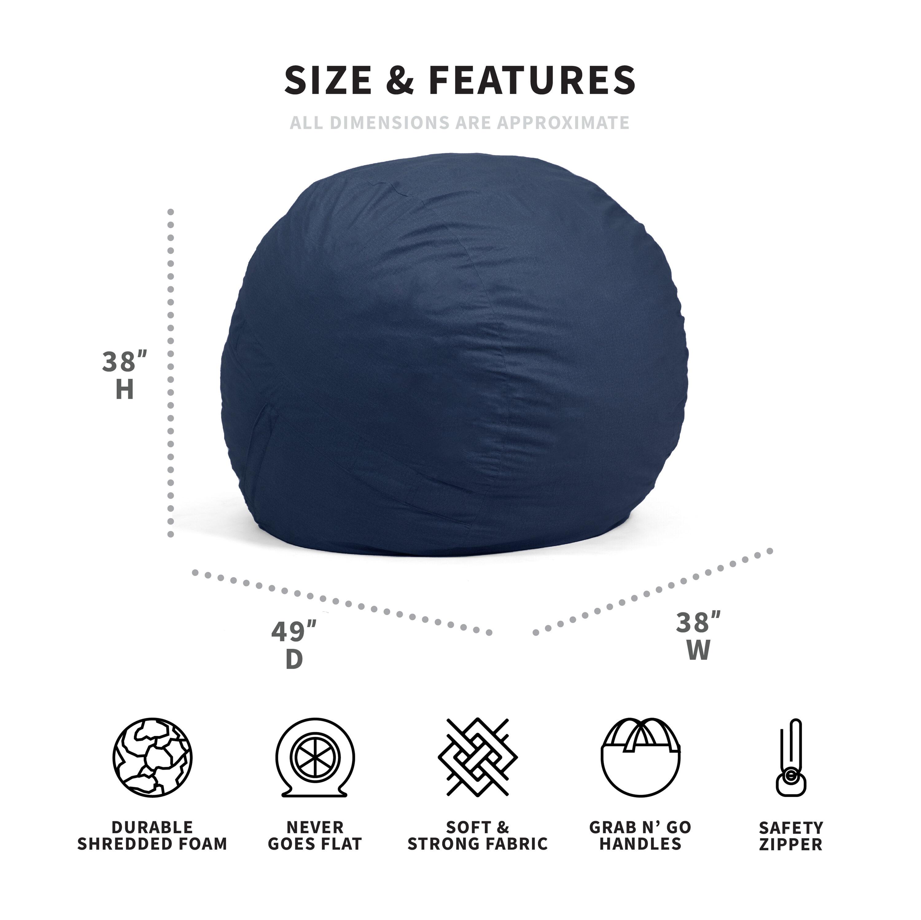 Big Joe Large 4 Foot Foam Filled Bean Bag Chair with Soft Removeable Cover