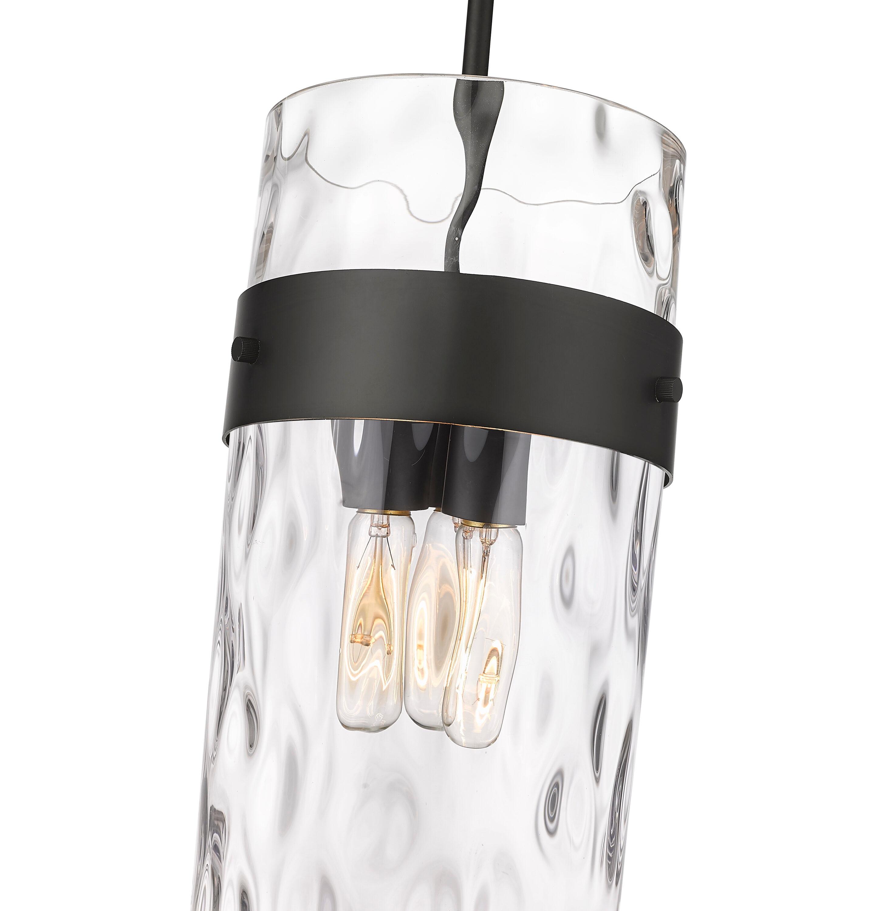 Matte Black and Clear Glass 3-Light Pendant