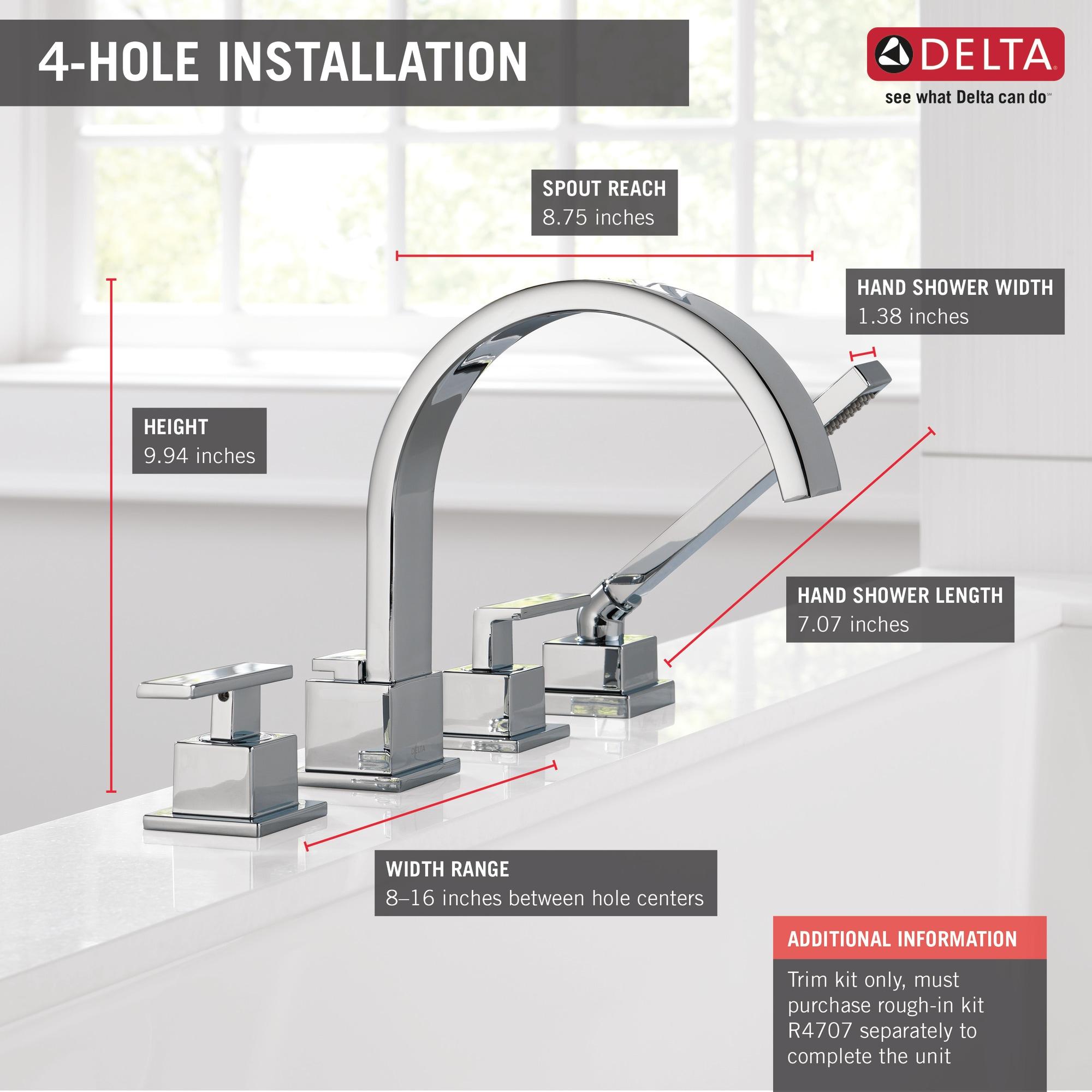 Vero Double Handle Deck Mounted Roman Tub Faucet with Handshower