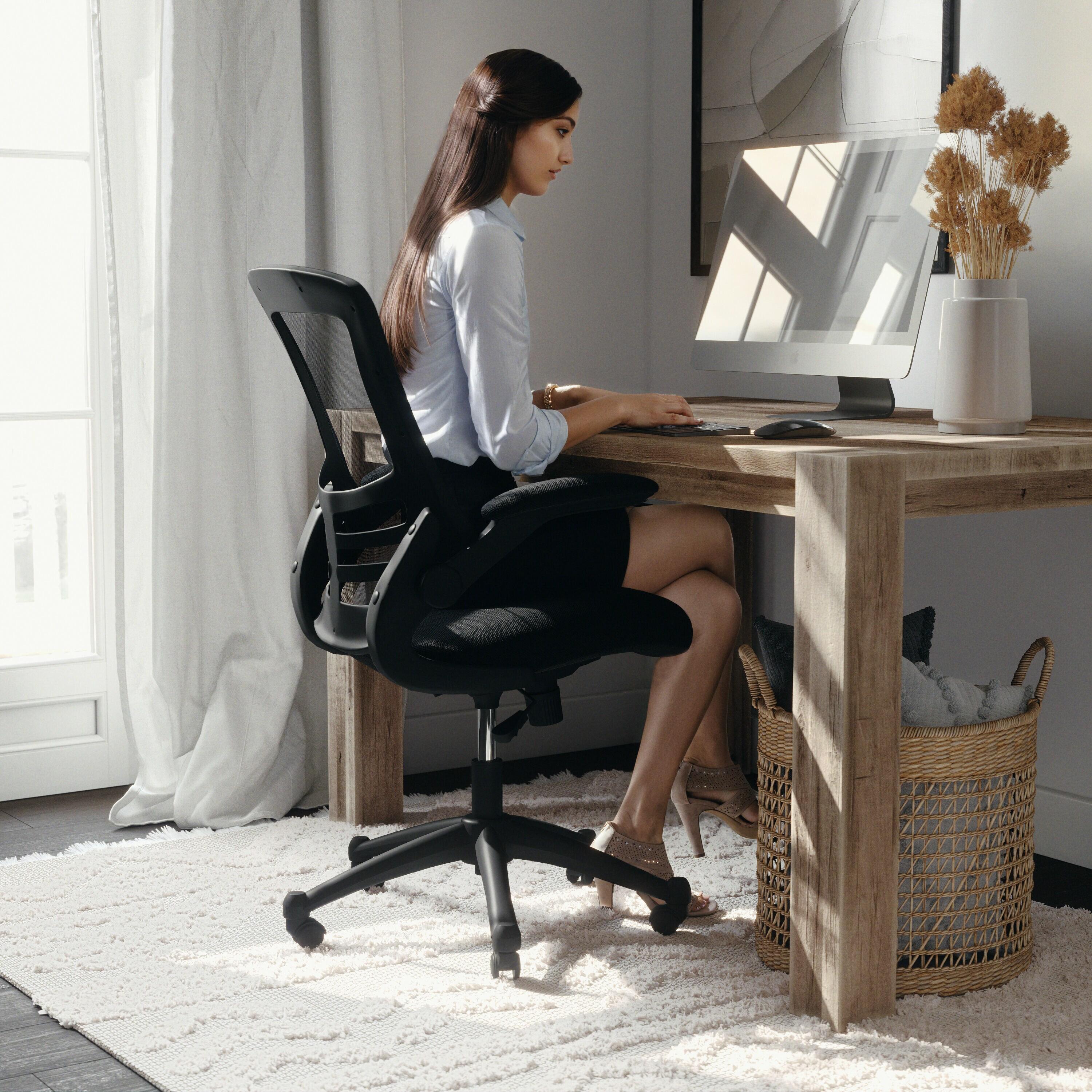 Jayetta Mid-Back Mesh Swivel Ergonomic Office Chair with Flip-Up Arms