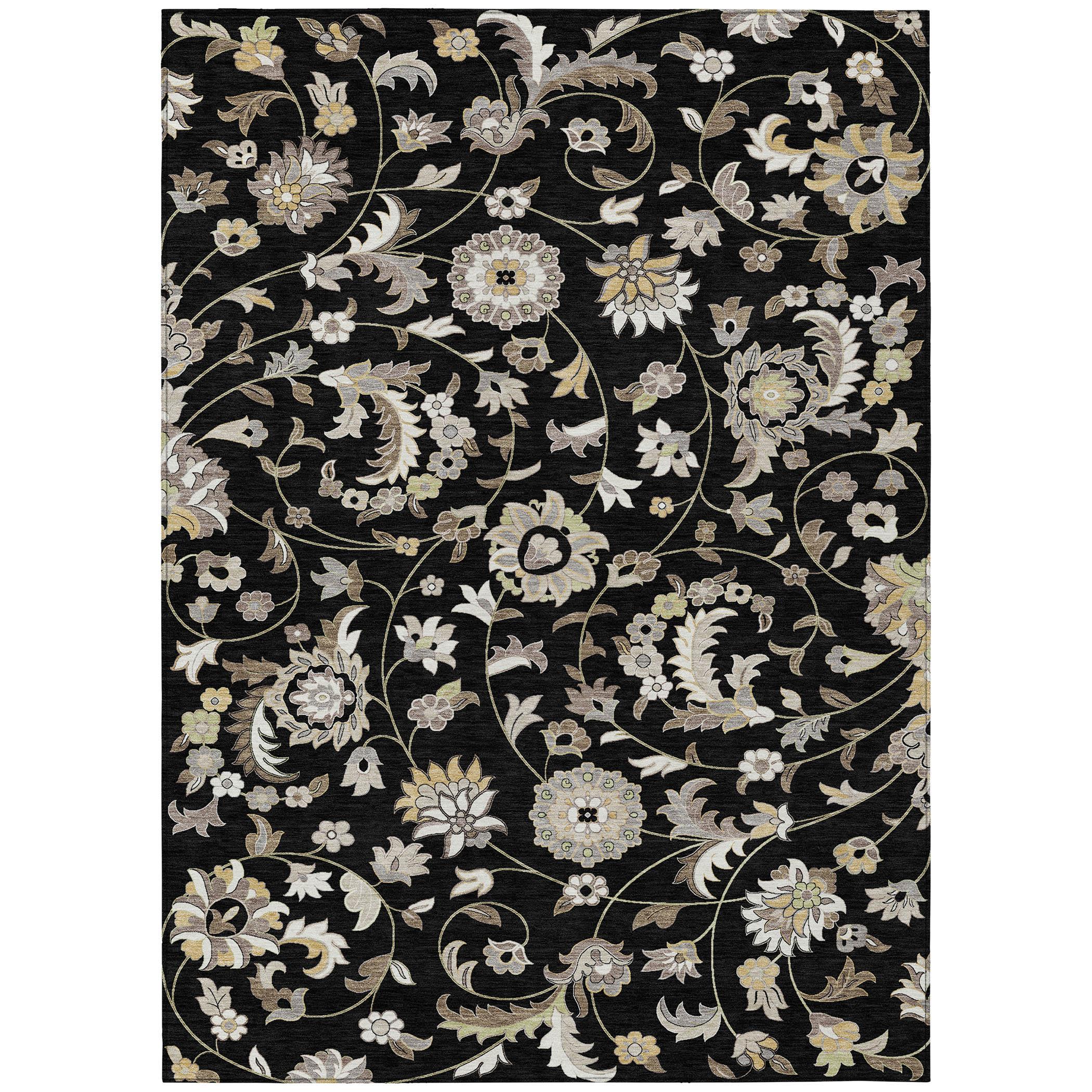 Addison Rugs Chantille Indoor/Outdoor Transitional Geometric, Abstract Black Washable Rectangle Rug, 2'6" x 3'10"