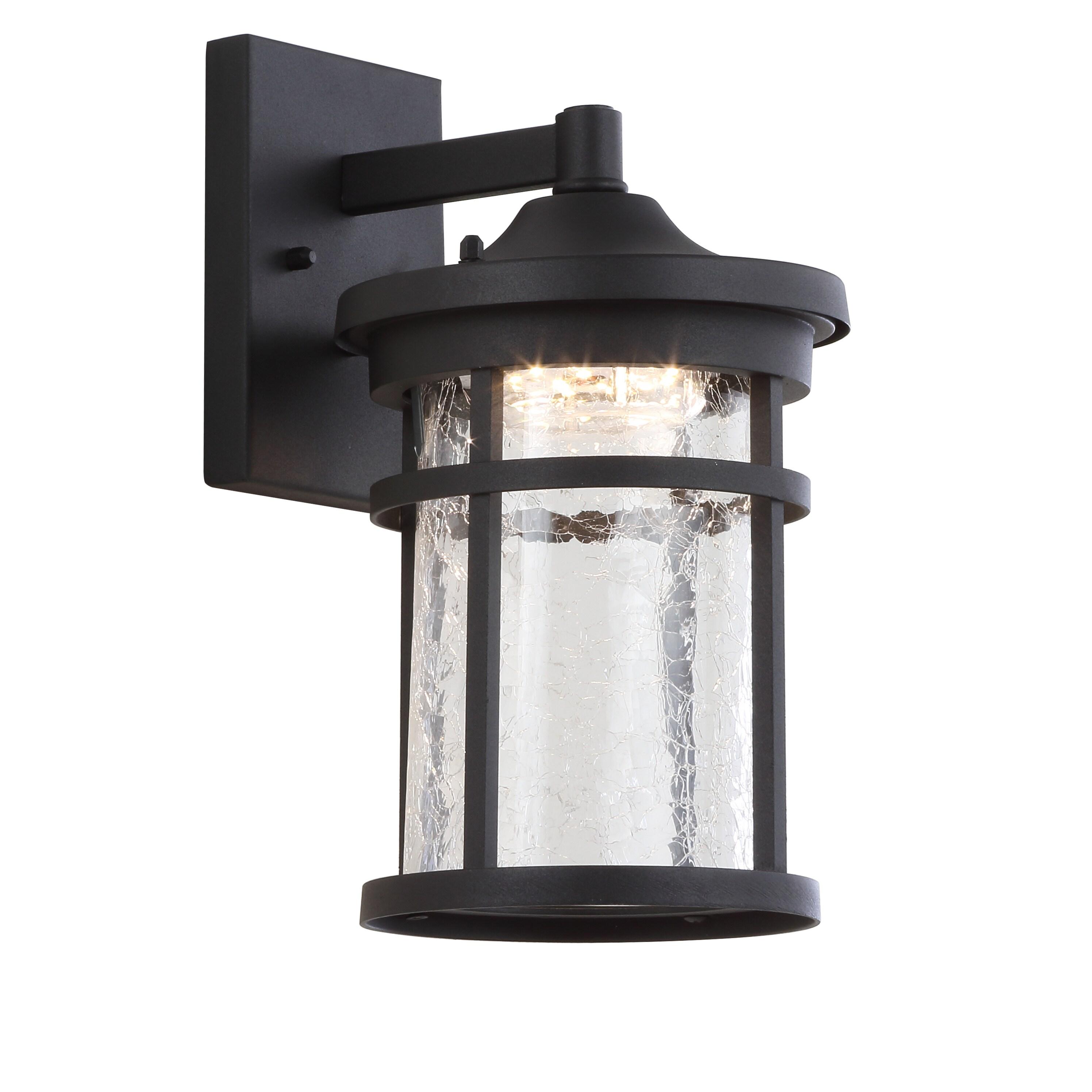 Campo 7.75" Black Iron Outdoor Wall Lantern with Crackled Glass