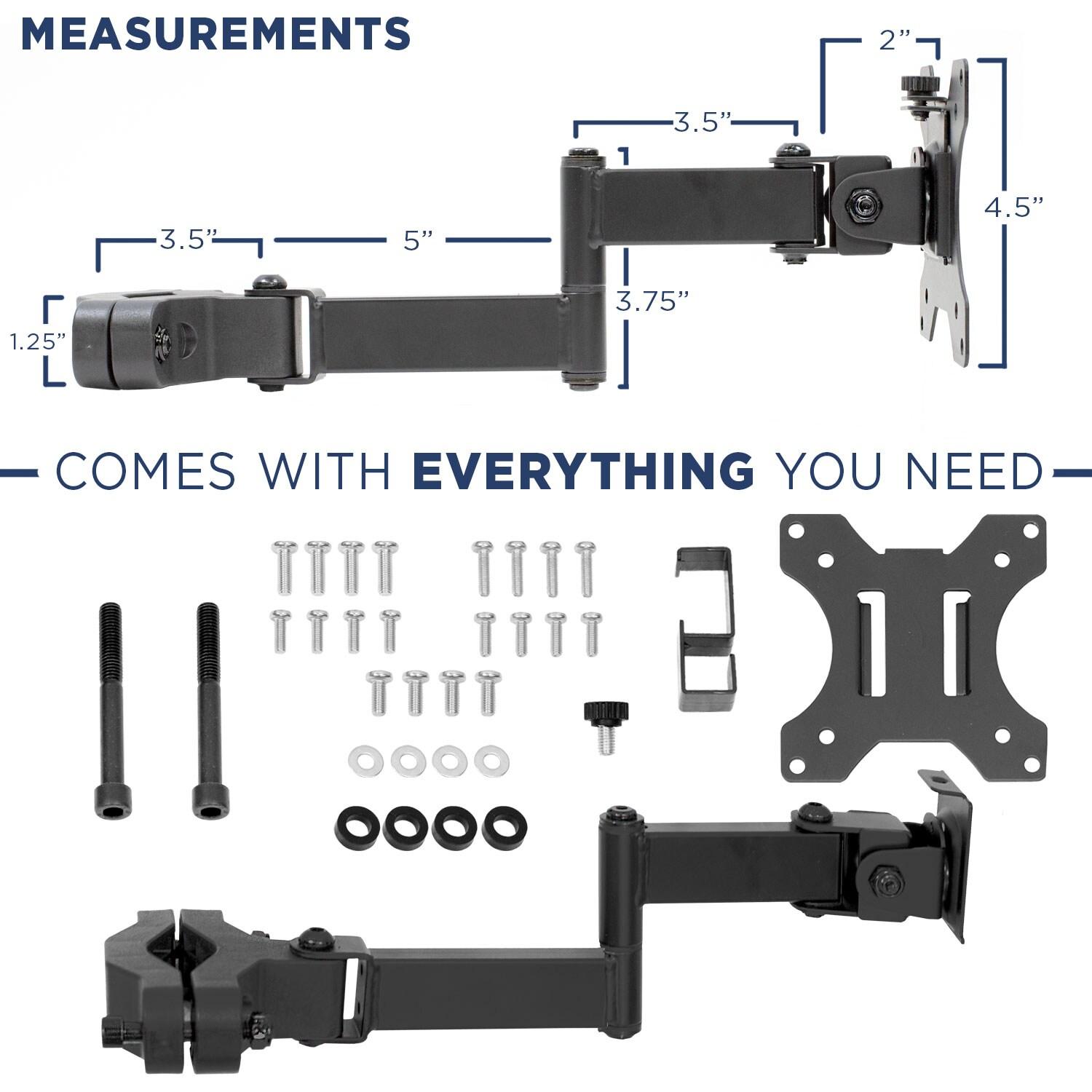 Mount-It Full Motion VESA Pole Mount with Articulating Arm | Fits TVs or Monitors Up to 32 in.