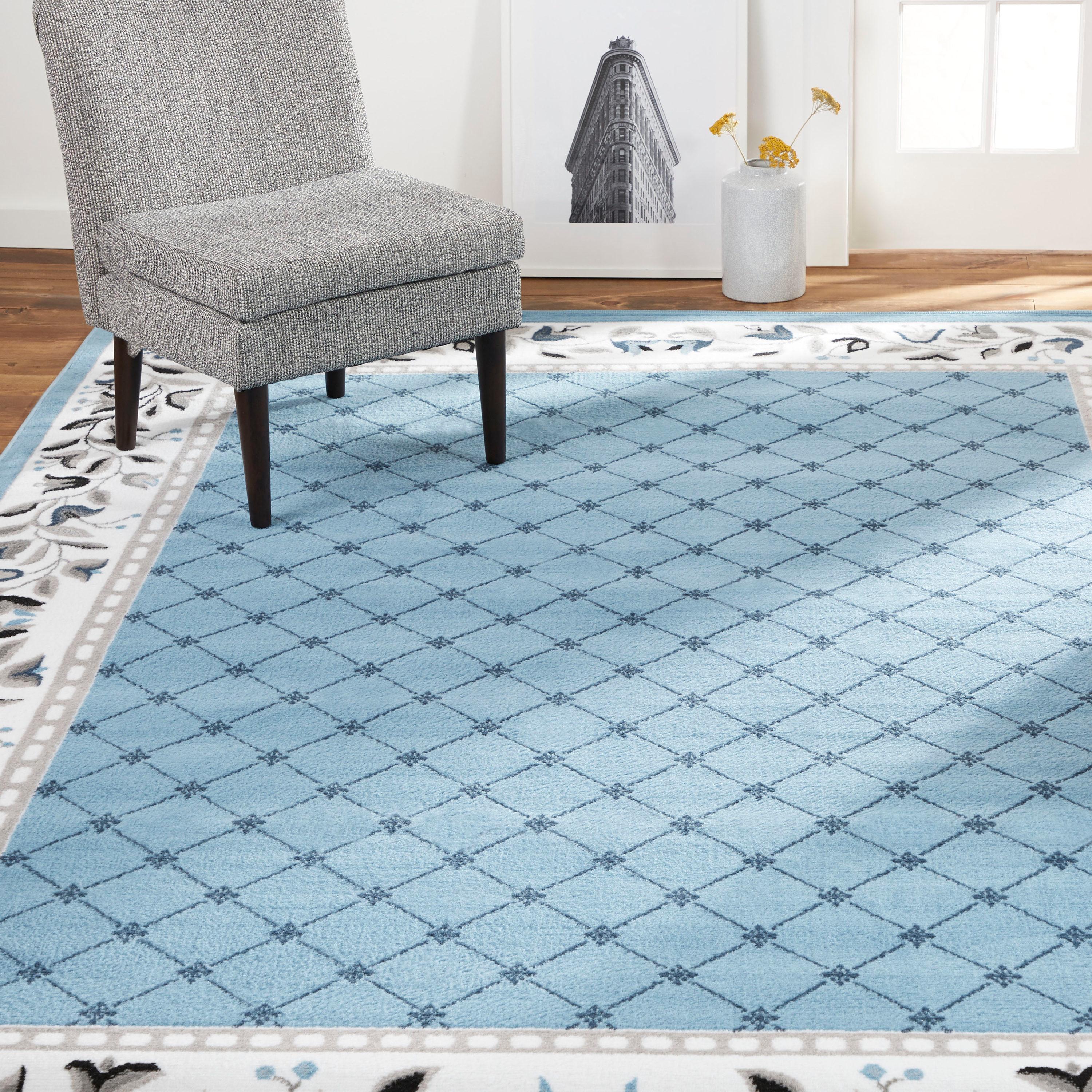 Home Dynamix Premium Aydin Traditional Diamond Floral Runner Area Rug, Blue/Ivory, 1'9"x7'2"