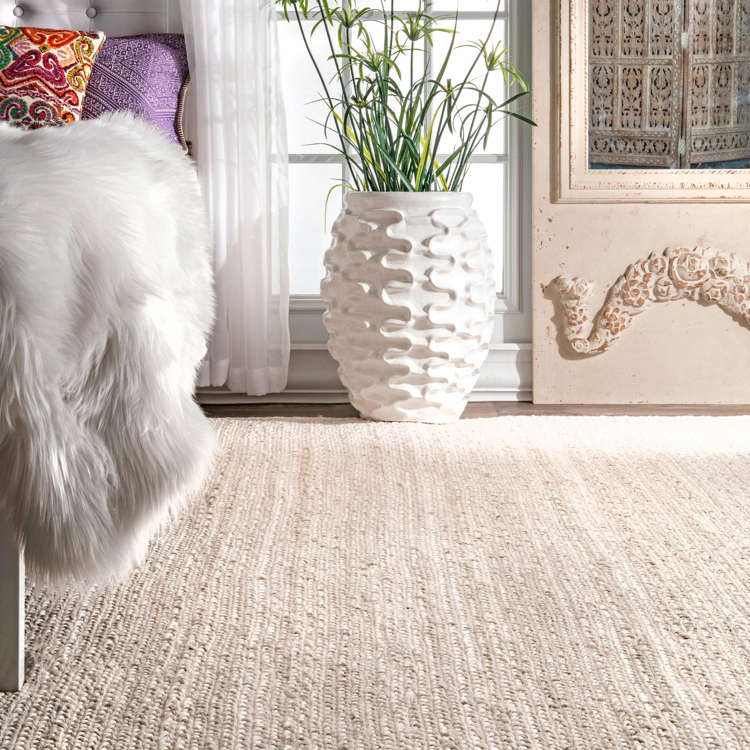 2'6"x8' Runner Hand Woven Rigo Jute Area Rug Off White - nuLOOM: Farmhouse Style, Solid Pattern, Low Pile, Indoor Use