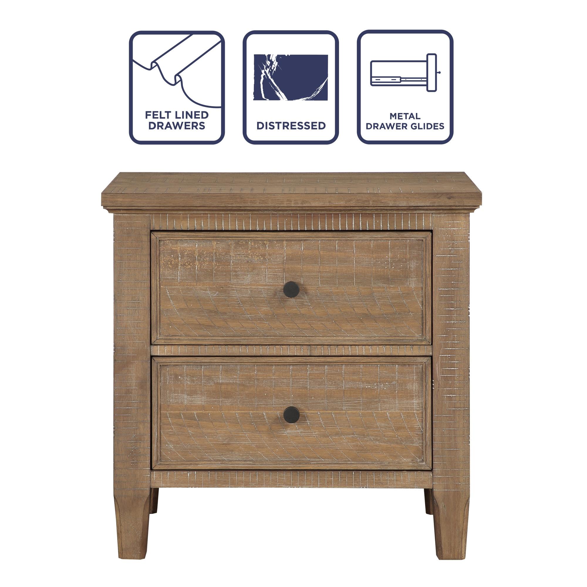 Steve Silver Riverdale Rustic Modern Nightstand with Two Drawers, Driftwood