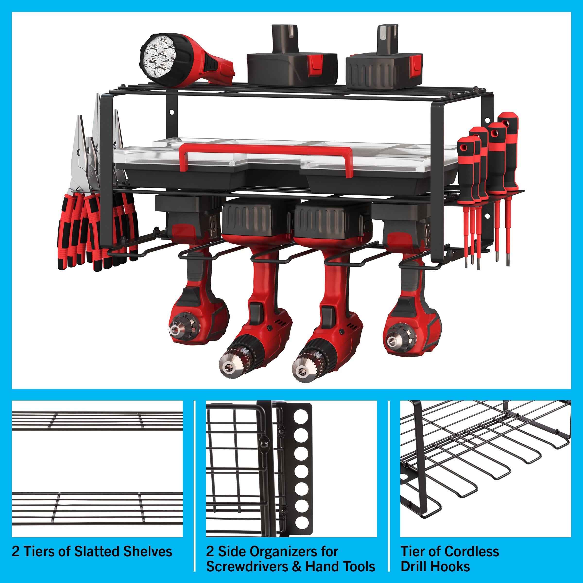 Stalwart 3-Tier Power Tool Organizer Shelving - Wall Mount Garage Storage System for Tools