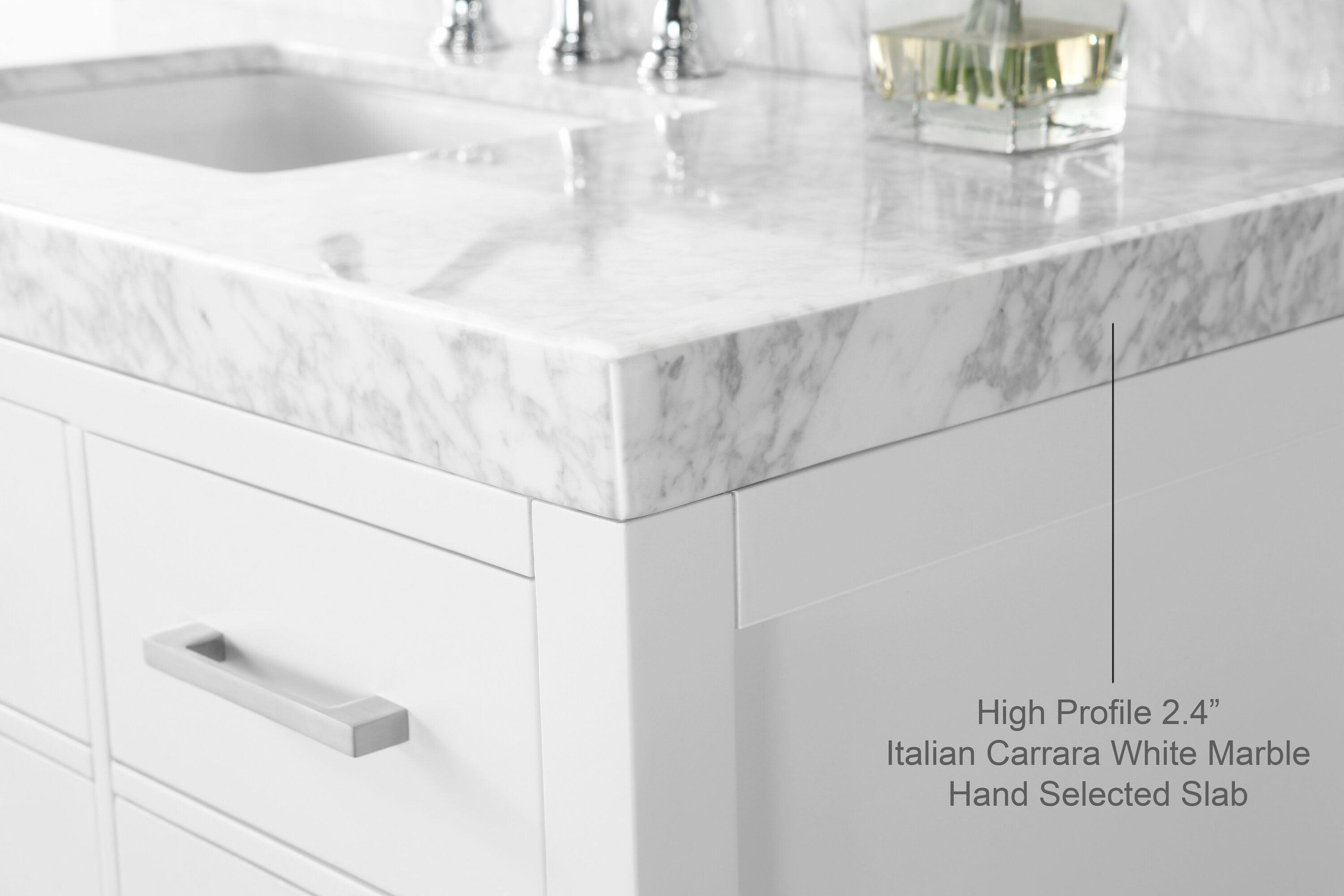 Elizabeth 72'' White Double Vanity with Carrara Marble Top