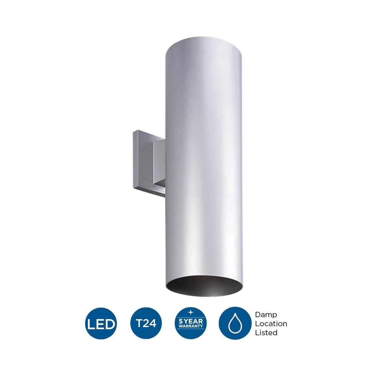 Progress Lighting, Cylinders Collection, 2-Light Wall Light, Metallic Gray, Aluminum, Antique Bronze Shade
