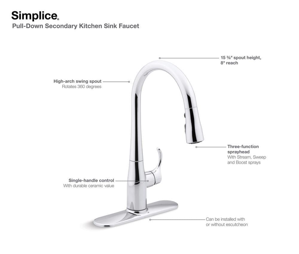 Simplice® Single-Handle Pull Down Bar Sink Faucet with Three-Function Sprayhead