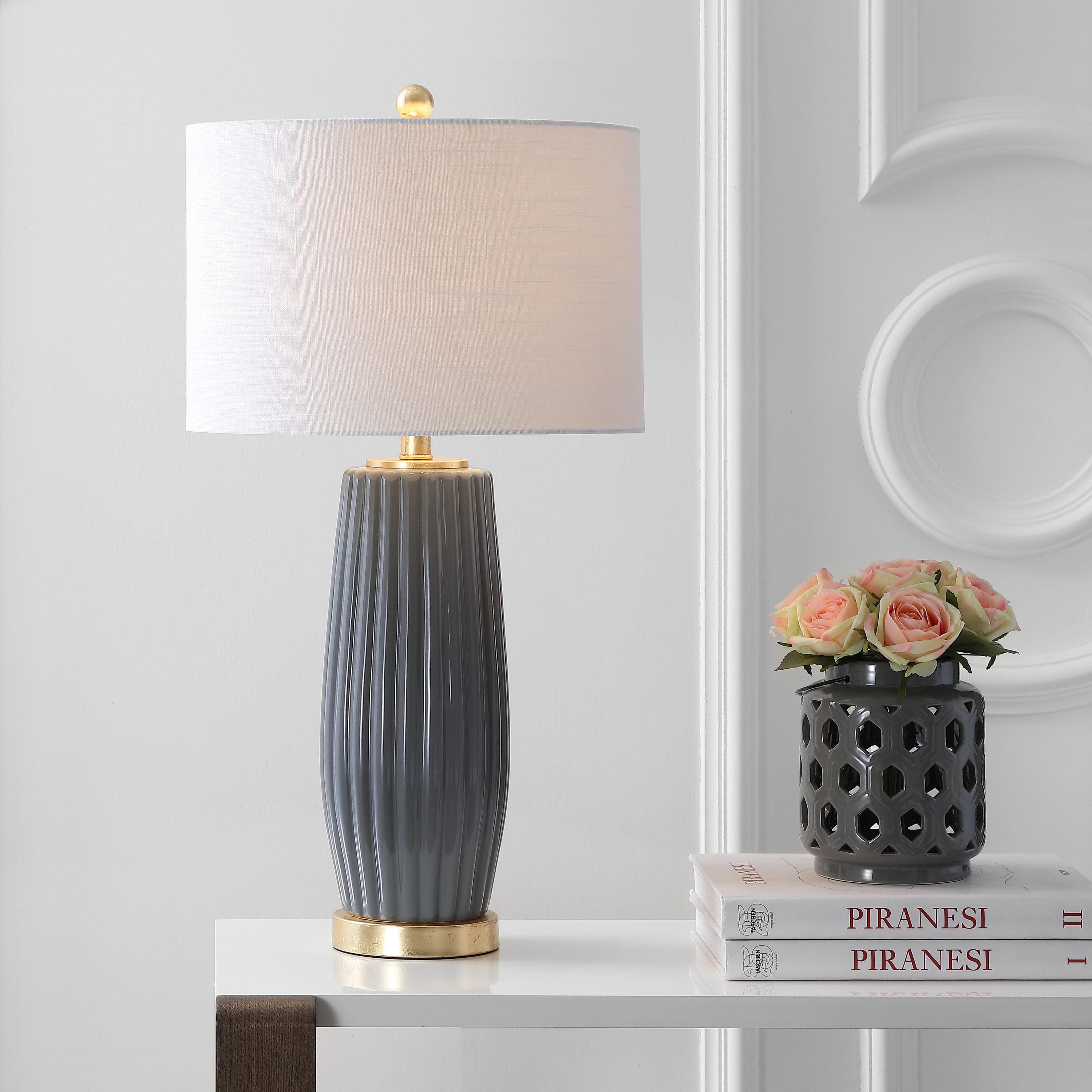 JONATHAN Y Roman 28.5" Ceramic LED Table Lamp, Gray