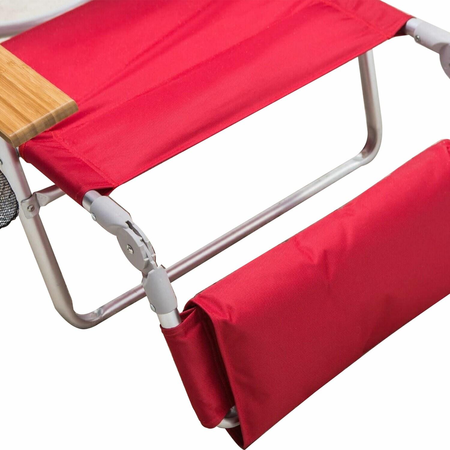 Ostrich Ostrich Deluxe Padded Lightweight Portable Adjustable Outdoor Reclining Folding Chair with Footrest
