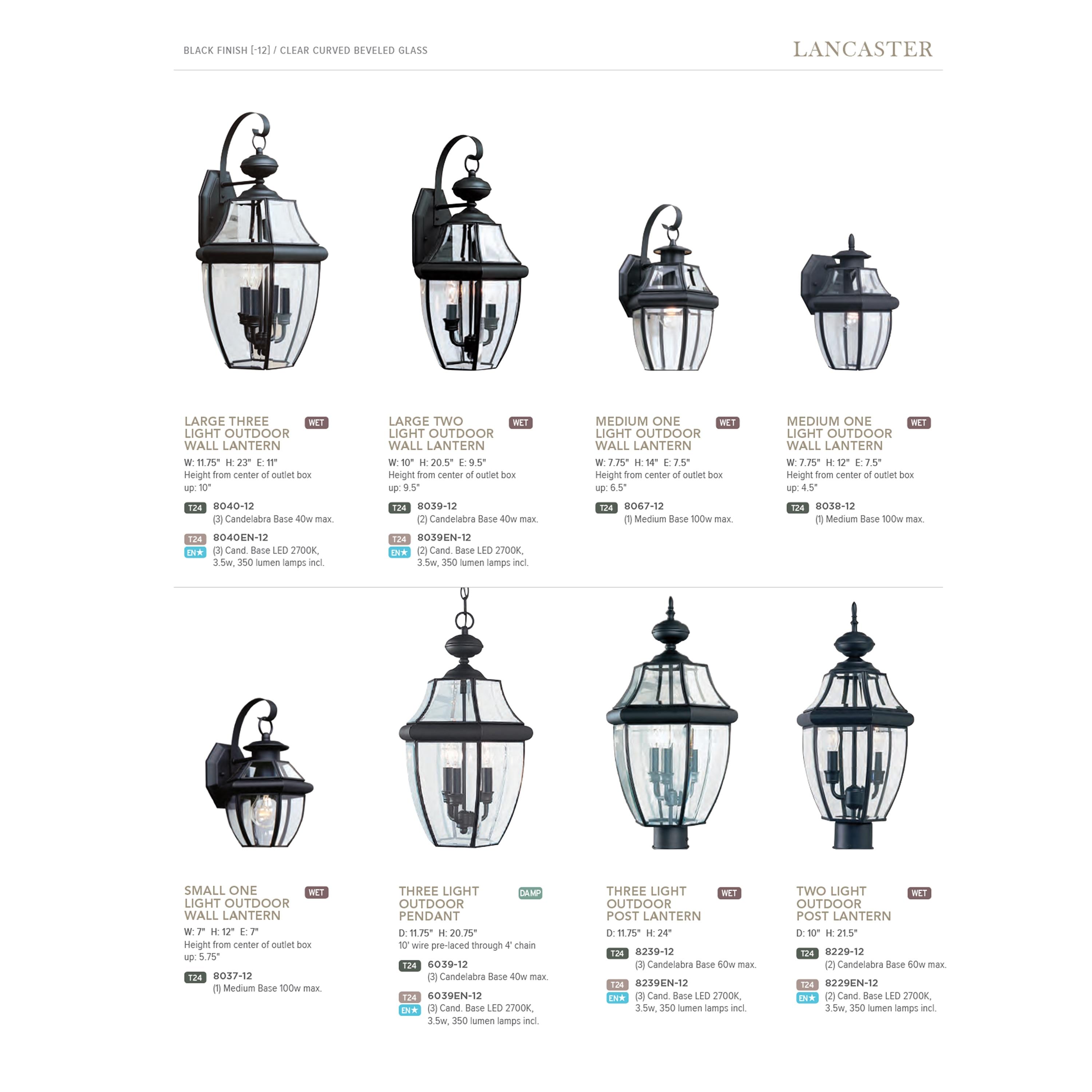 Sea Gull Lighting 8239-12 Lancaster Outdoor Post Lantern Outside Fixture, 24'' Height, Black