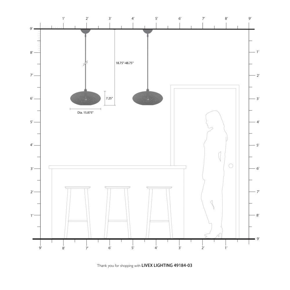 Livex Lighting Charlton 1 - Light Pendant in  White/Brushed Nickel