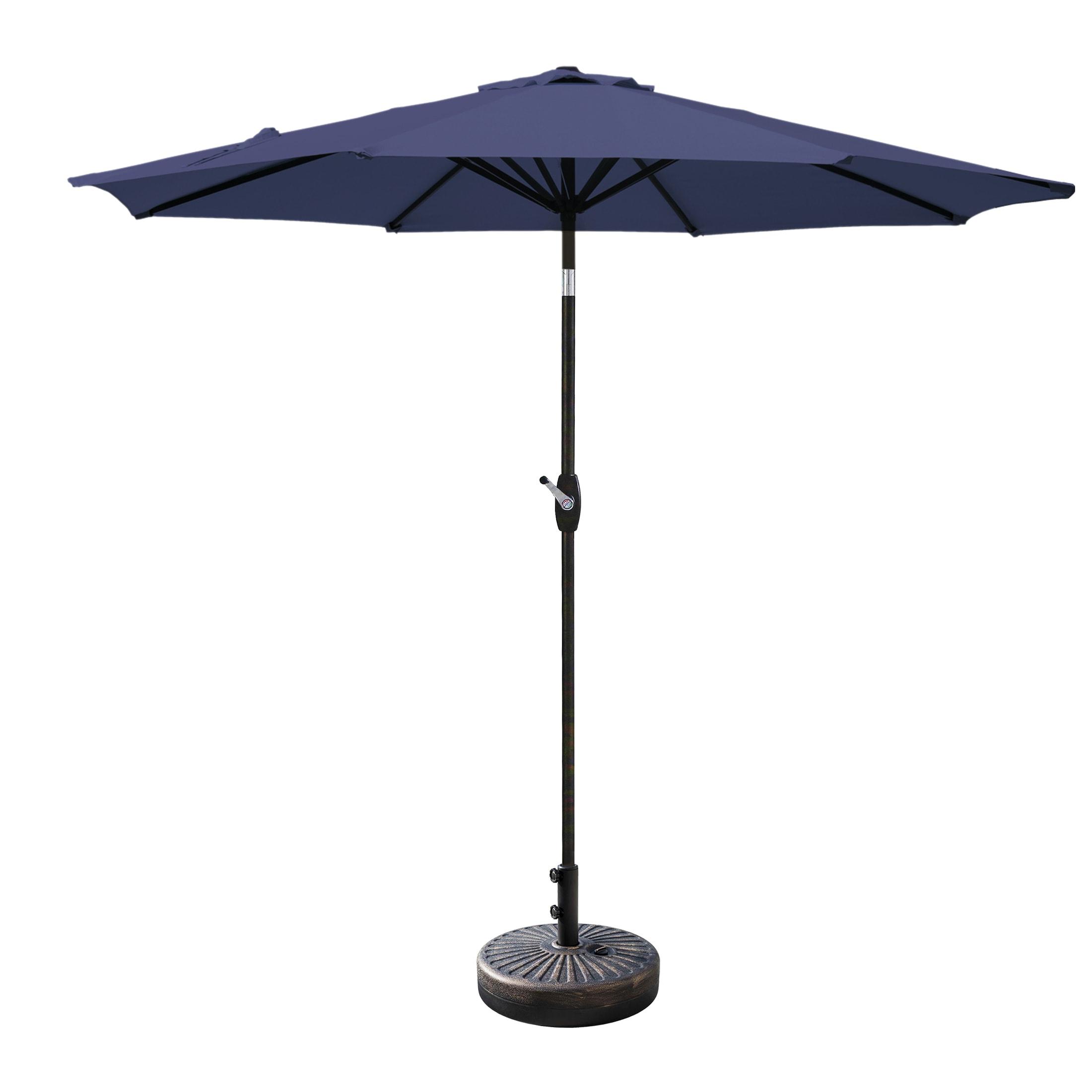 Navy Blue 9 Ft Outdoor Patio Umbrella with Bronze Base