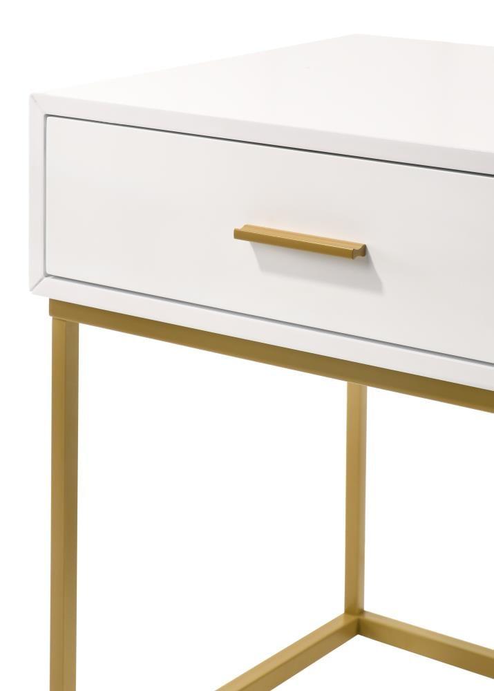 LuXeo LuXeo Catalina One Drawer Nightstand with Mustard Gold Legs