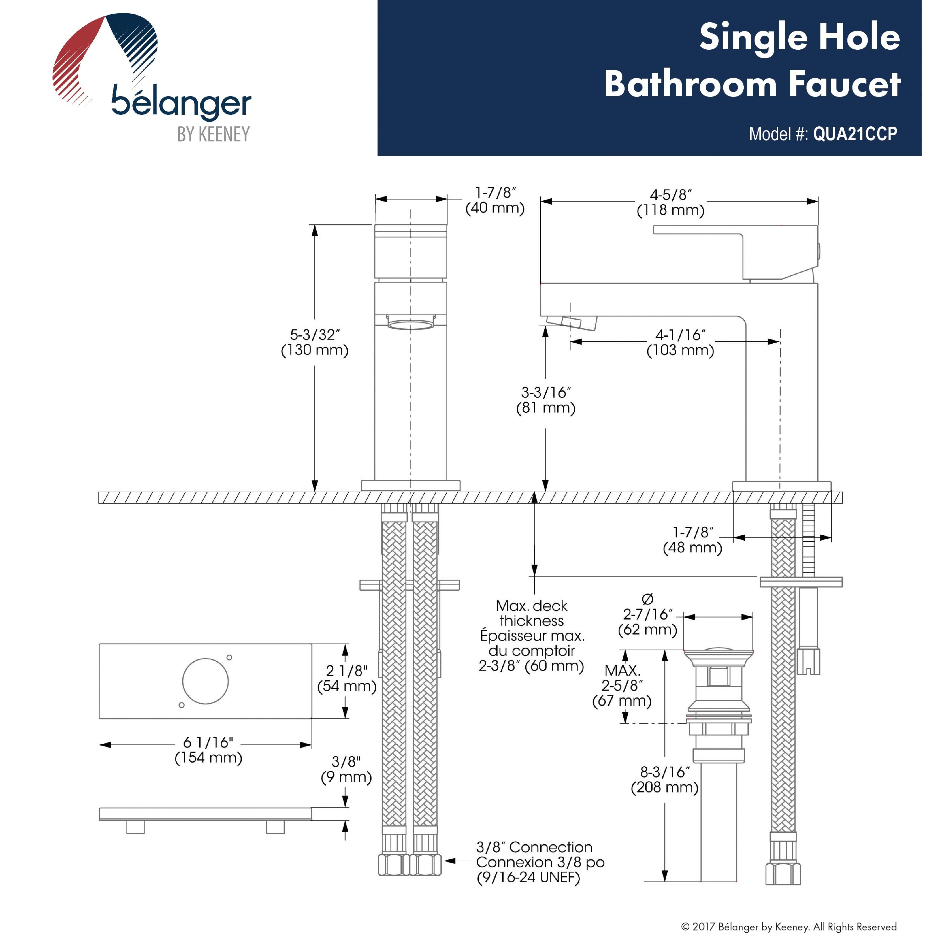 Quadrato Single-Hole Single-handle Bathroom Faucet with Drain Assembly