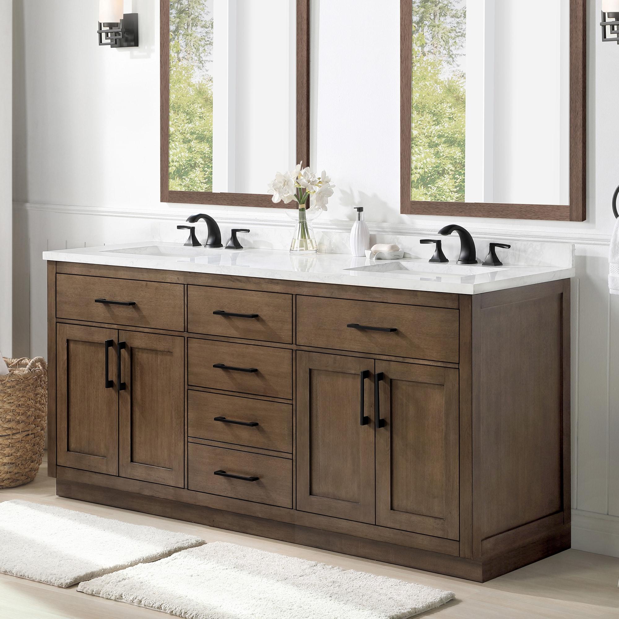 OVE Decors Athea 72 in. W Bath Vanity with Premium Countertop and Power Bar