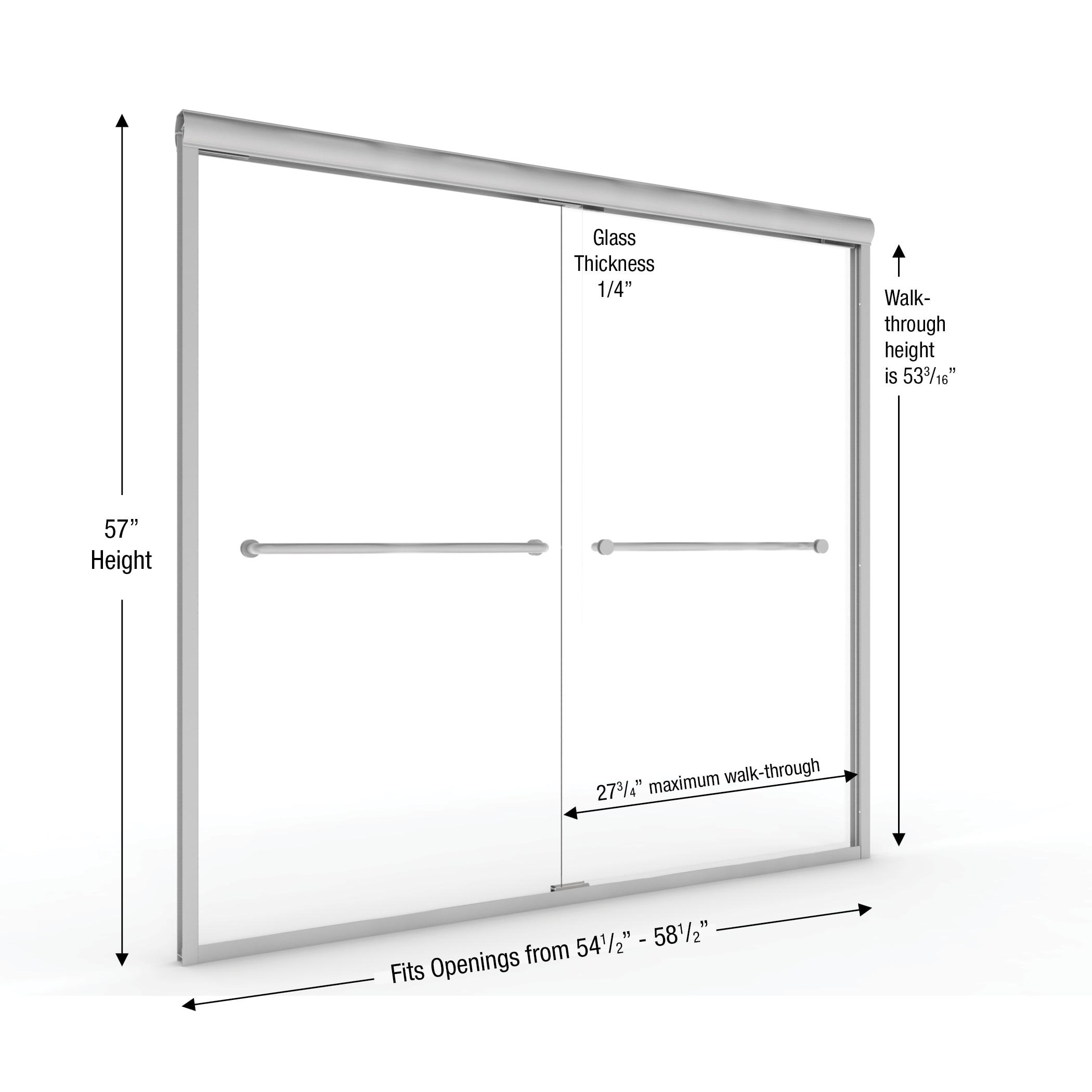 Infinity 29.25" W x 57" H Bypass Semi- Frameless Tub Door