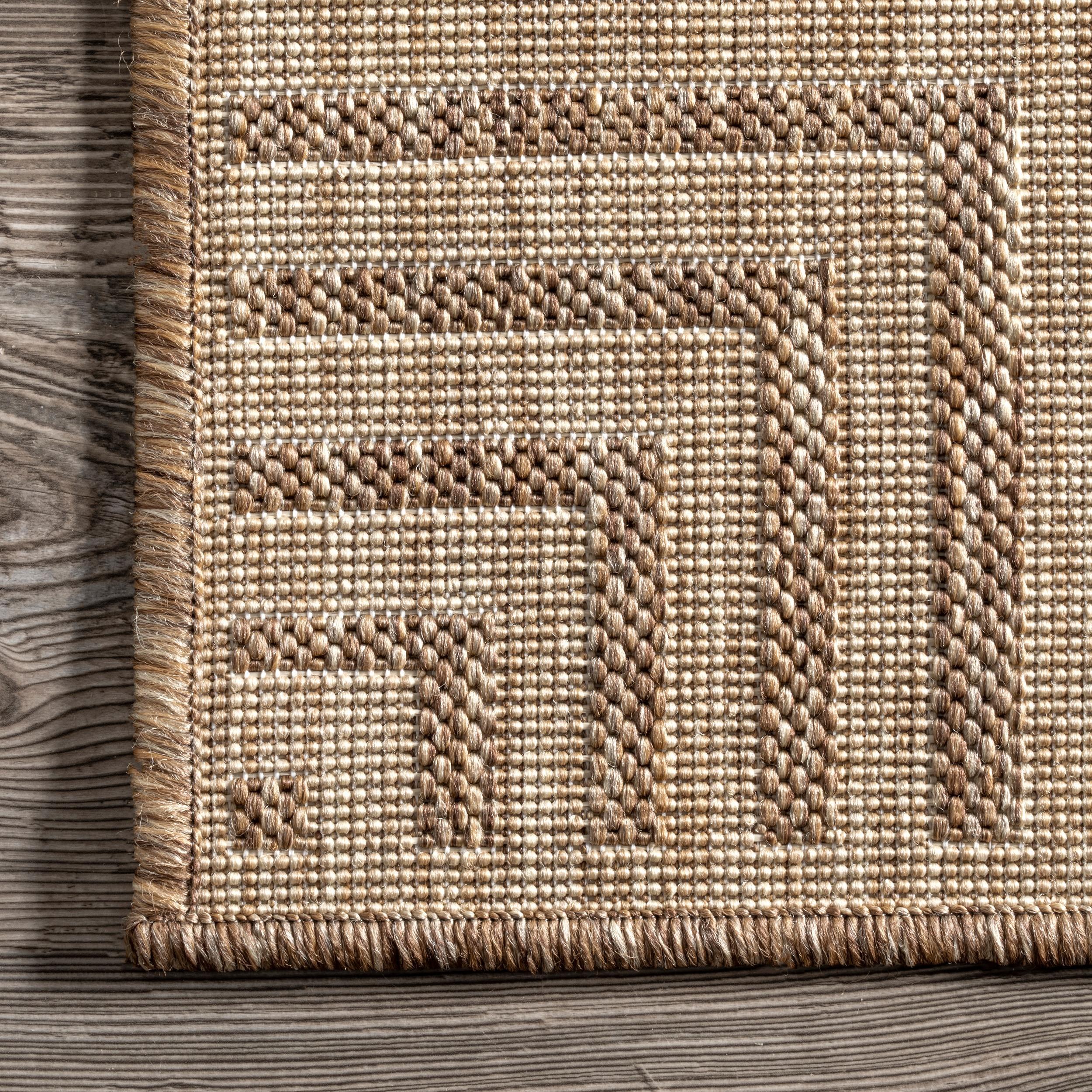 nuLOOM 4' x 6' Outdoor Area Rug, Stain Resistant, Weather Resistant, High Traffic, Patio, Balcony, Outside, Living Room, Dining Room, Asha Light Brown