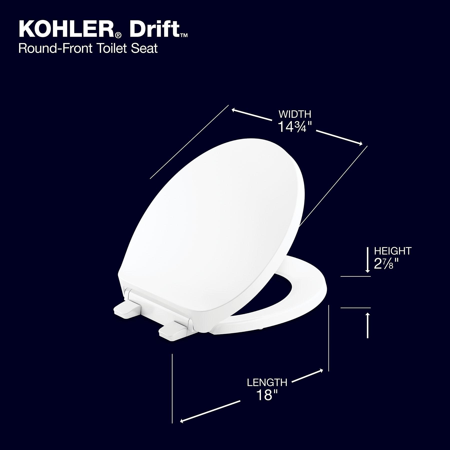 Kohler Cachet Round-Front Toilet Seat with Quiet-Close Lid and Seat and Grip-Tight Bumpers K-4639-RL-0