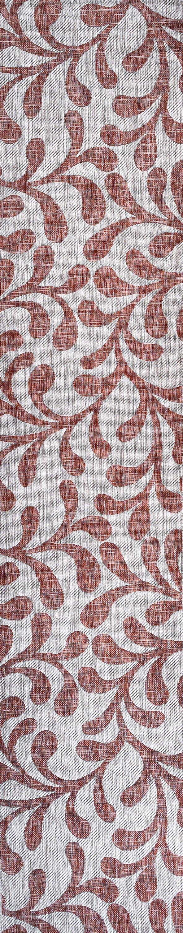 2'x8' Vine All Over Indoor/Outdoor Runner Rug, Red/Beige - JONATHAN Y