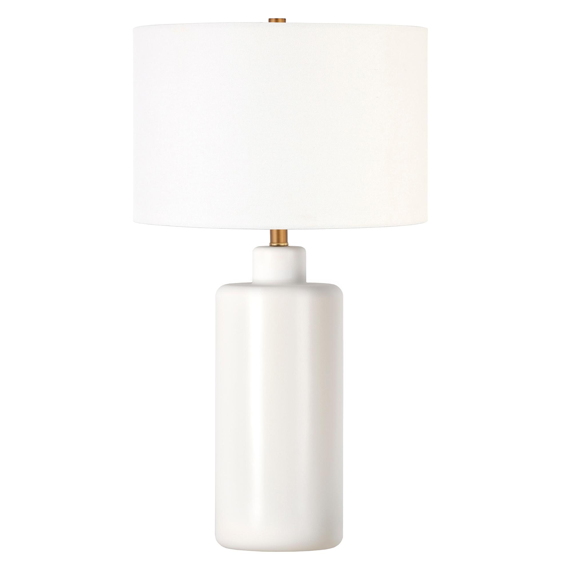 Evelyn&Zoe 25" Contemporary Ceramic Table Lamp with White Drum Linen Shade