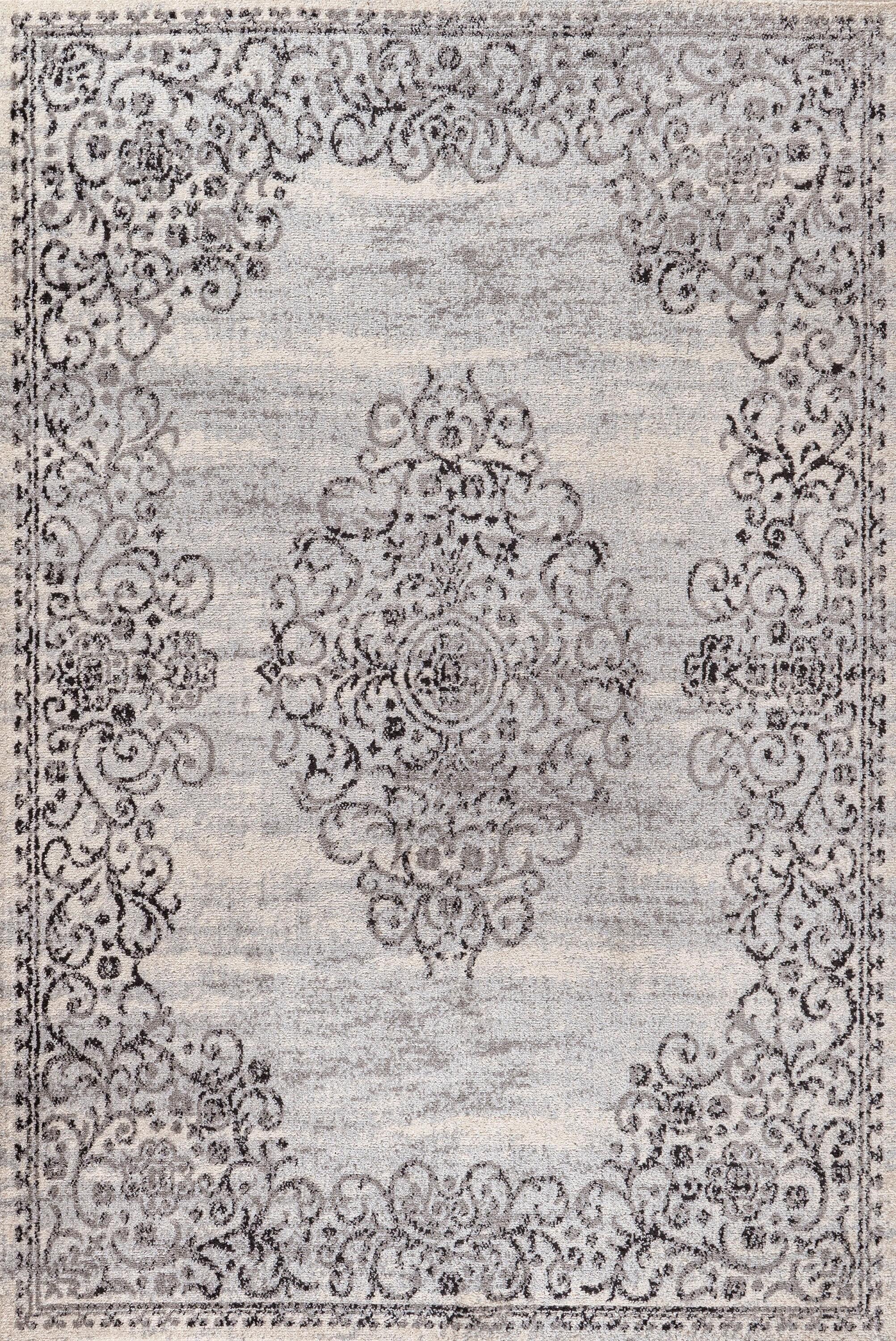 5'x8' Minori Filigree Medallion Area Rug, Dark Gray/Cream - JONATHAN Y
