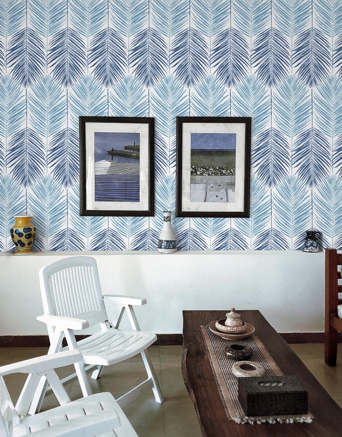 NextWall 30.75-Sq. Feet Blue Lagoon Vinyl Floral Self-adhesive Peel and Stick Wallpaper
