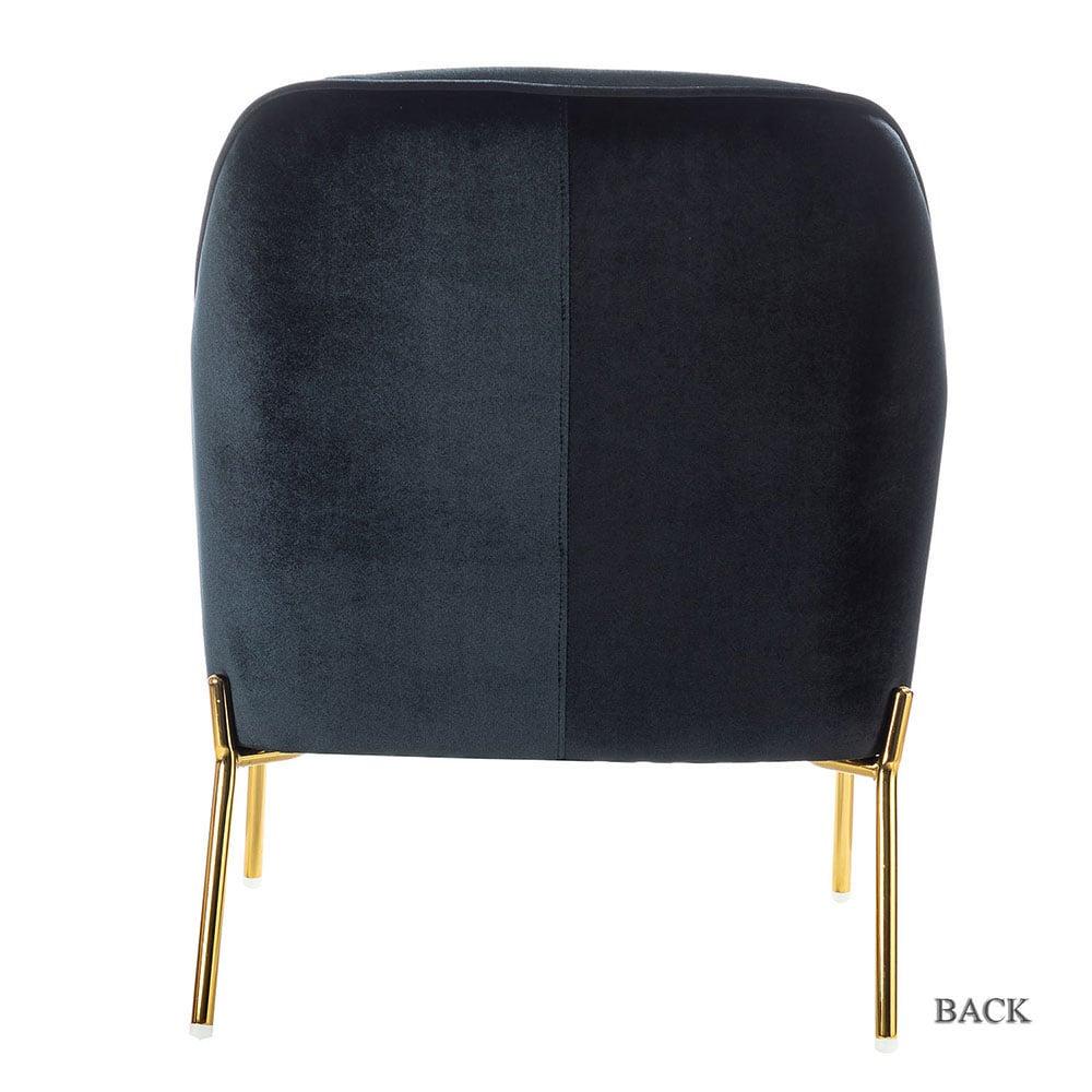 Elegant Black Velvet Curved Backrest Accent Chair with Golden Metal Legs