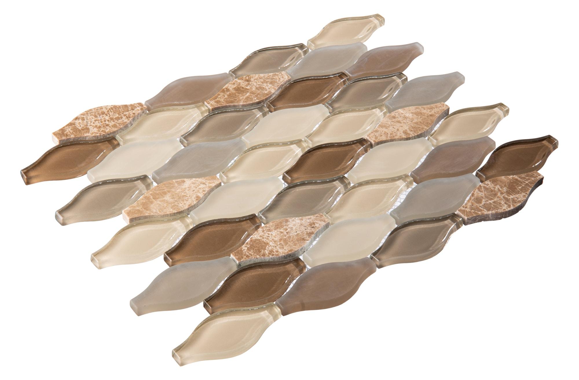 Annabelle Glass and Stone Arabesque Mosaic Kitchen Backsplash, Bathroom, Shower, Pool, Wall and Floor Tile