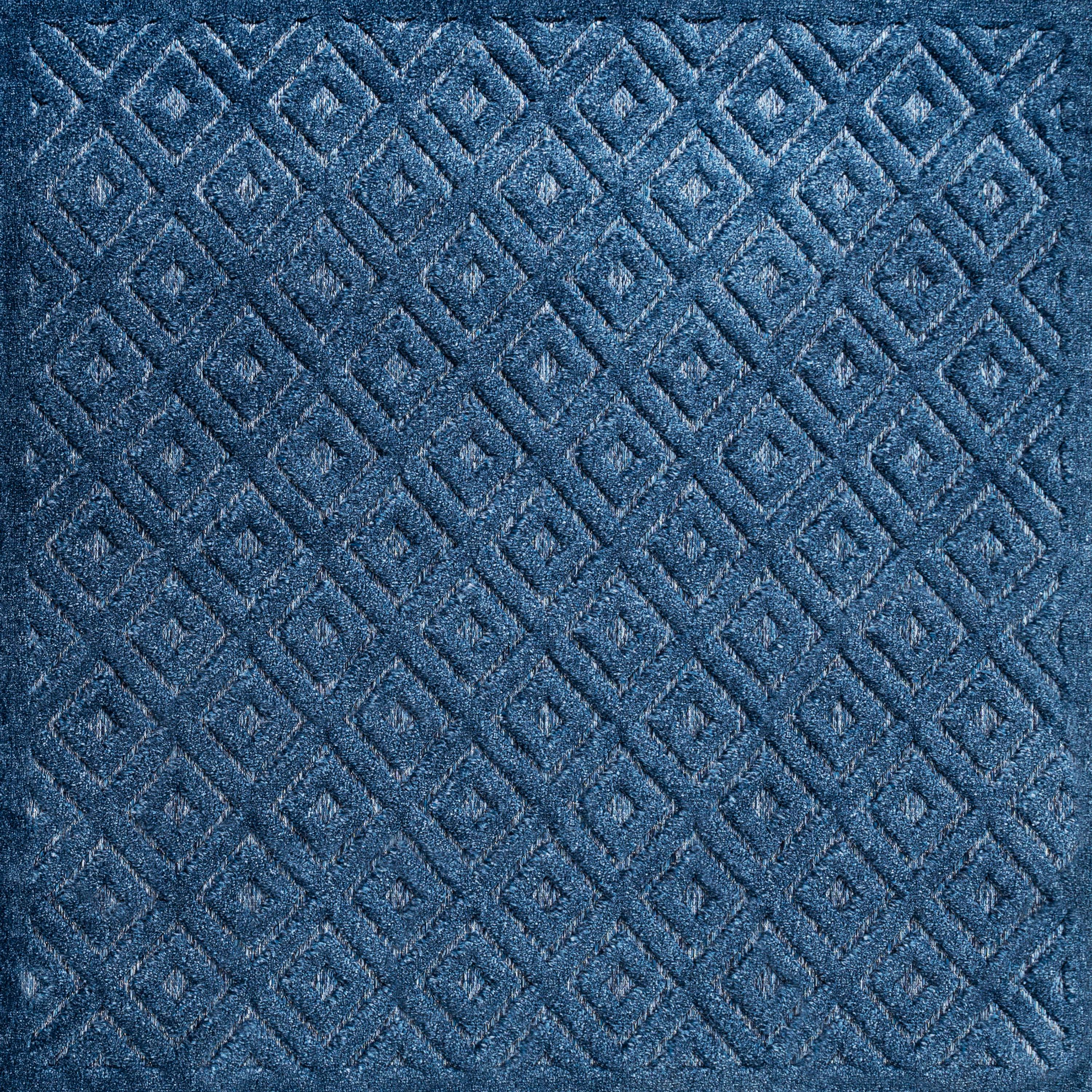 5' x 5' Portmany Neutral Diamond Trellis Indoor/Outdoor Area Rug, Navy - JONATHAN Y