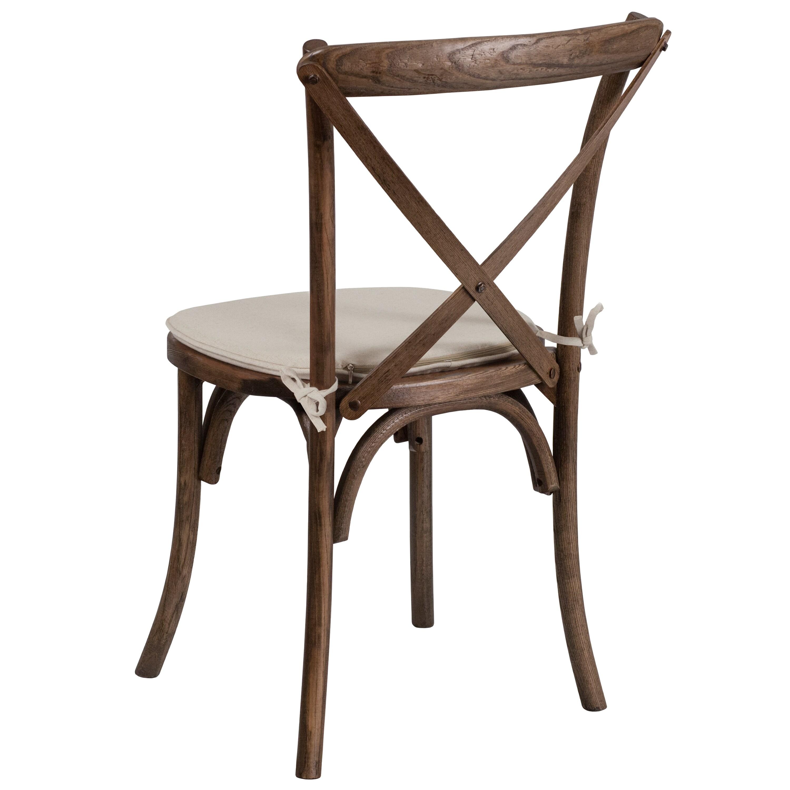 Flash Furniture HERCULES Series Stackable Early American Wood Cross Back Chair with Cushion