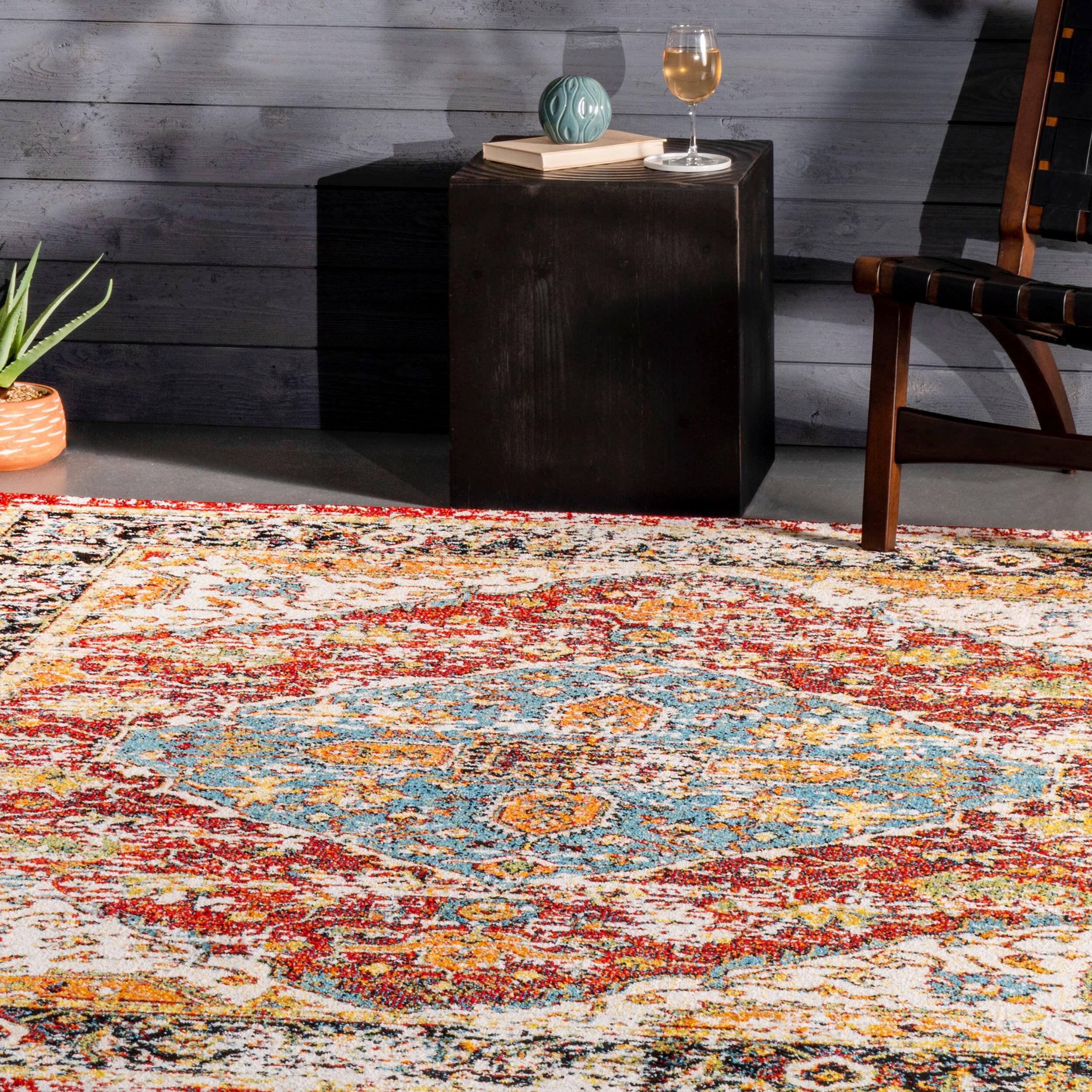 Nuloom Indoor/Outdoor Transitional Medallion Muriel Patio Area Rug, 4' x 6', Multi