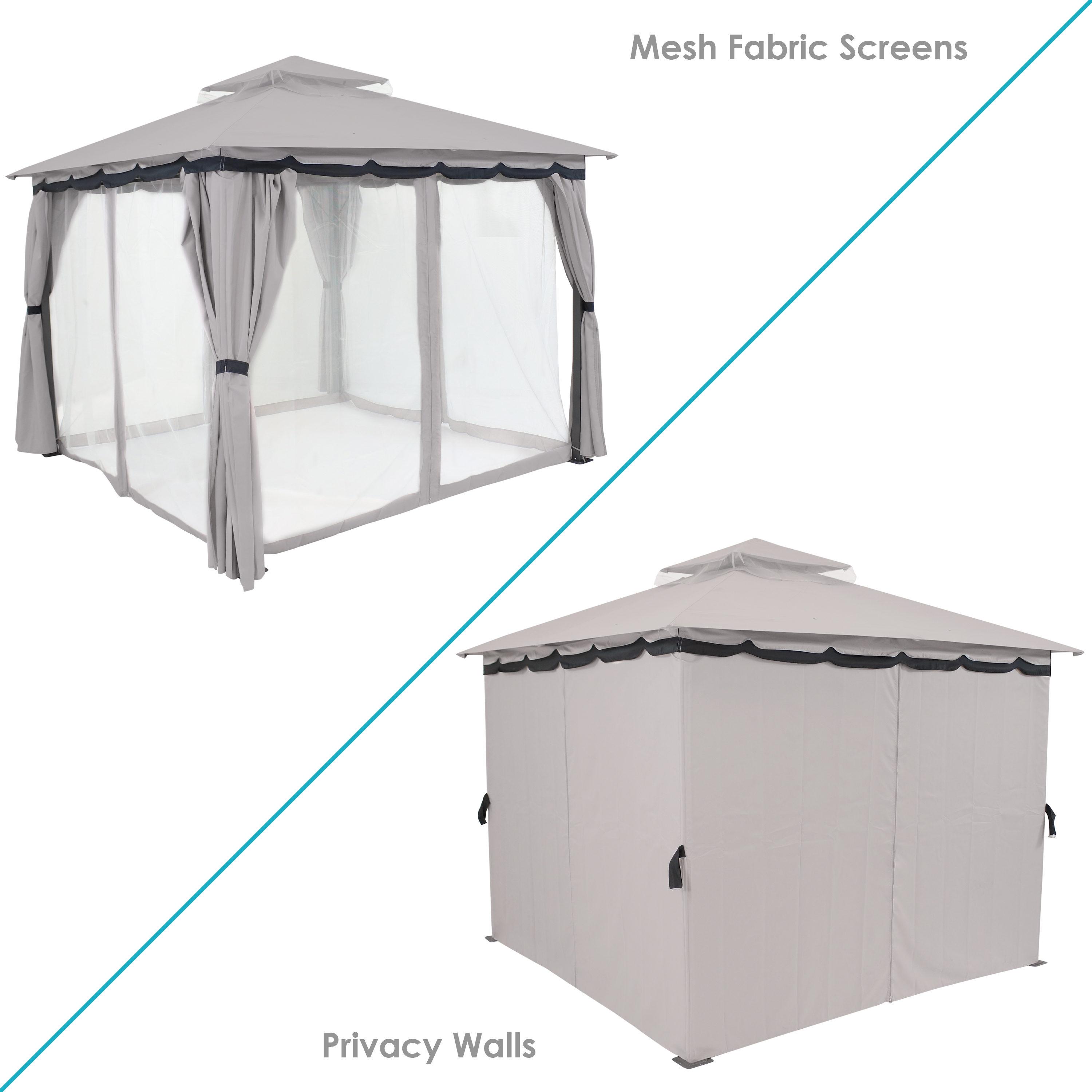 Sunnydaze Soft Top Rectangle Patio Gazebo with Screens and Privacy Walls for Backyard, Garden or Deck - Gray