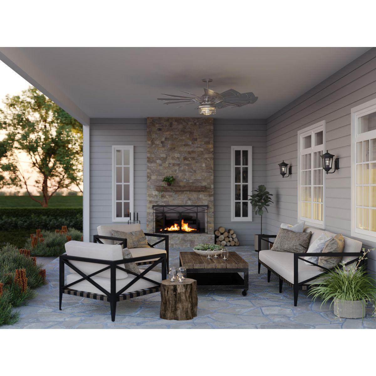 Progress Lighting, East Haven, 1-Light, Outdoor Wall Lantern, Black, Seeded Glass Shade