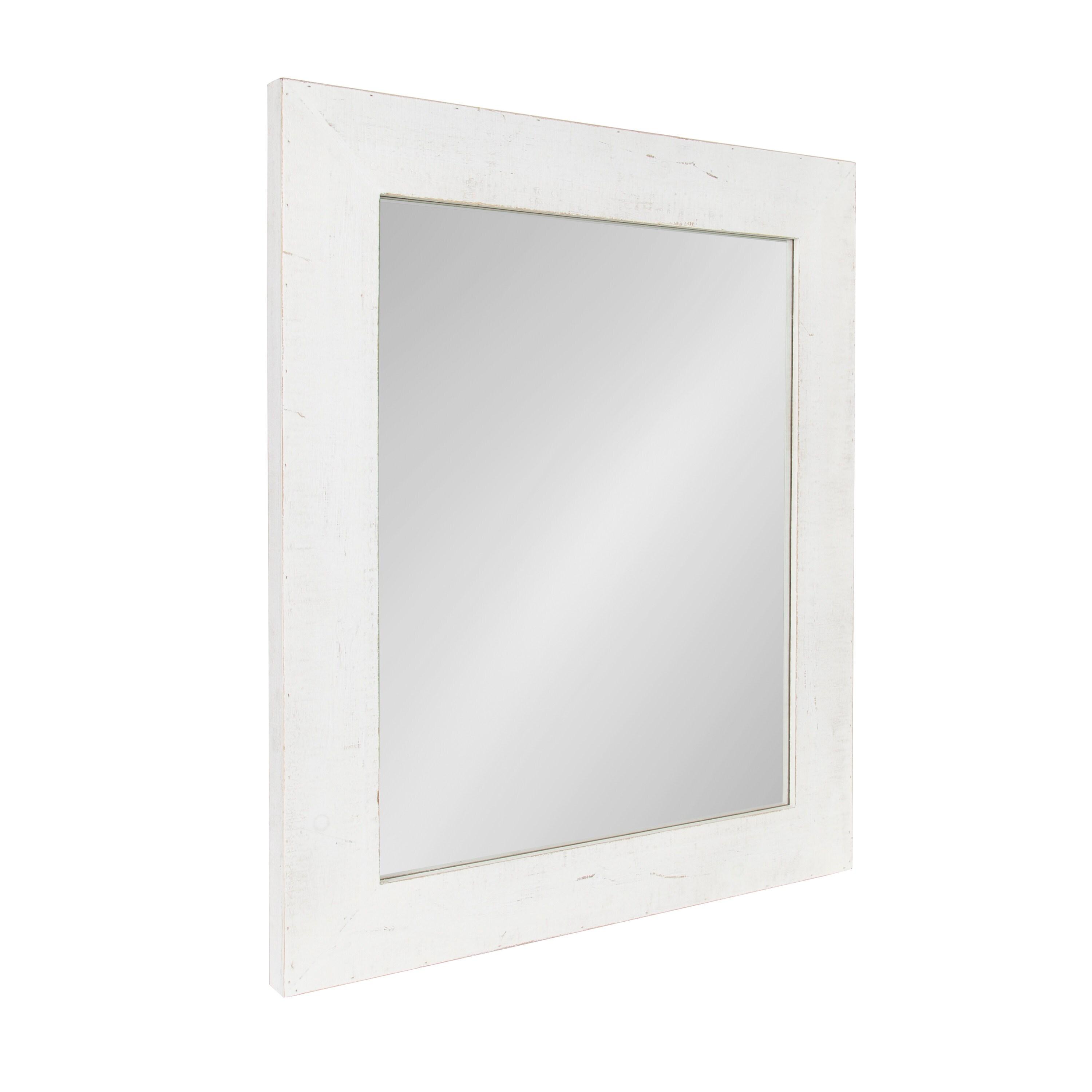 30" x 36" Garvey Wood Framed Wall Mirror White - Kate and Laurel: Modern Rectangle, No Assembly, Wall Mount