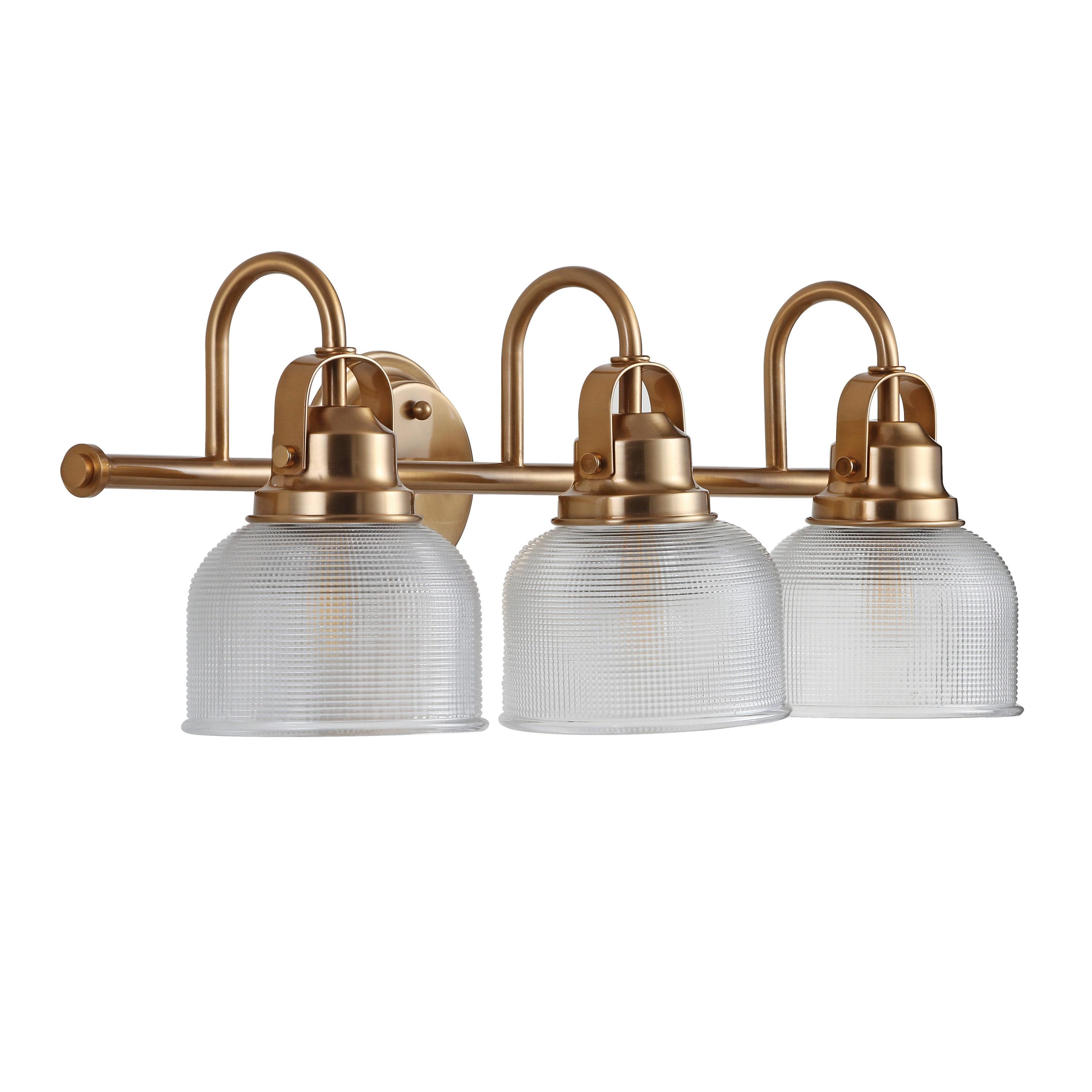 25.25" LED 3-Light Metal/Glass Virginia Pendent Brass/Gold - JONATHAN Y: ETL Listed, Bathroom Fixture