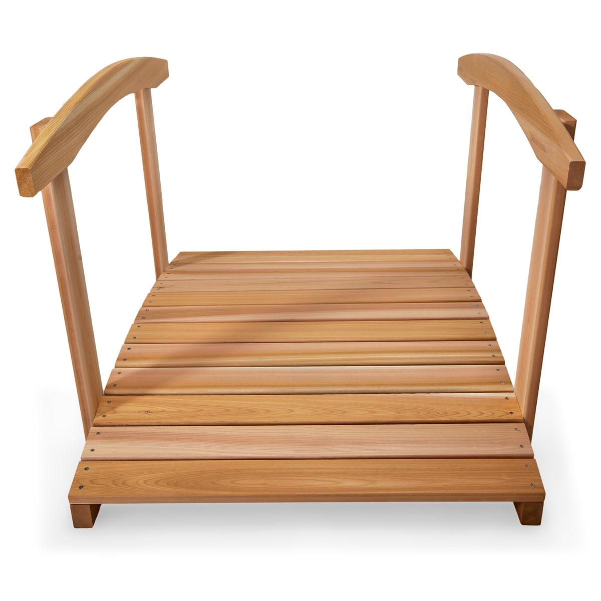 All Things Cedar FB48-R Garden Foot Bridge Platform with Hand Rails, Brown