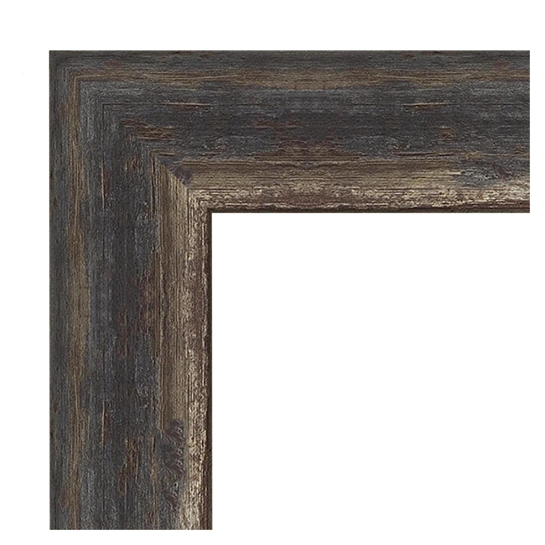 Amanti Art Beveled Bathroom Wall Mirror - Bark Rustic Char Frame Bark Rustic Char Outer Size: 41 x 29 in Silver, Brown, Black