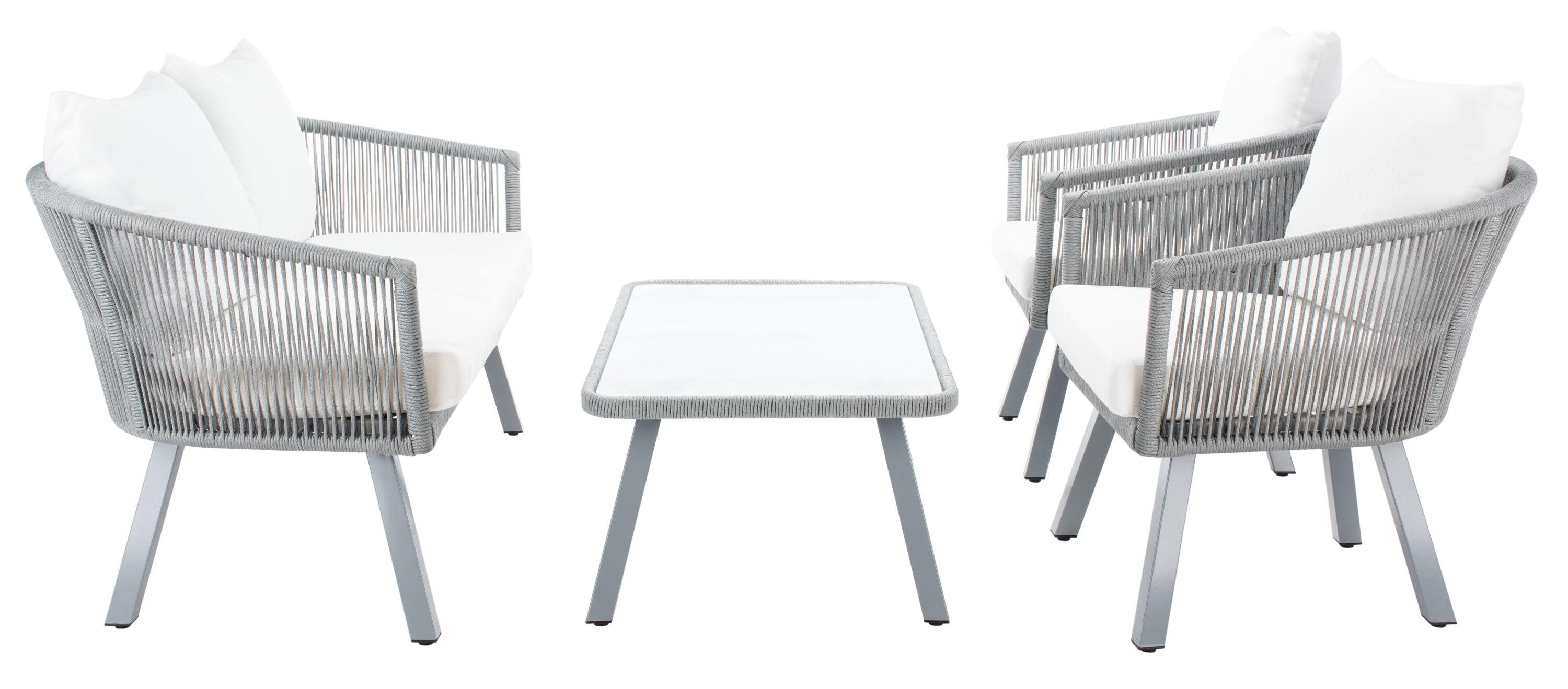 Belmi 4 Piece Rope Living Set - Indoor/Outdoor - PAT7517 - Grey/Beige - Safavieh