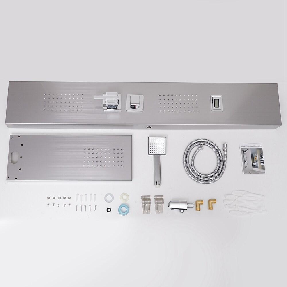 BWE 2-Jet Rainfall Shower Tower Shower Panel System with Rainfall Shower Head and Shower Wand