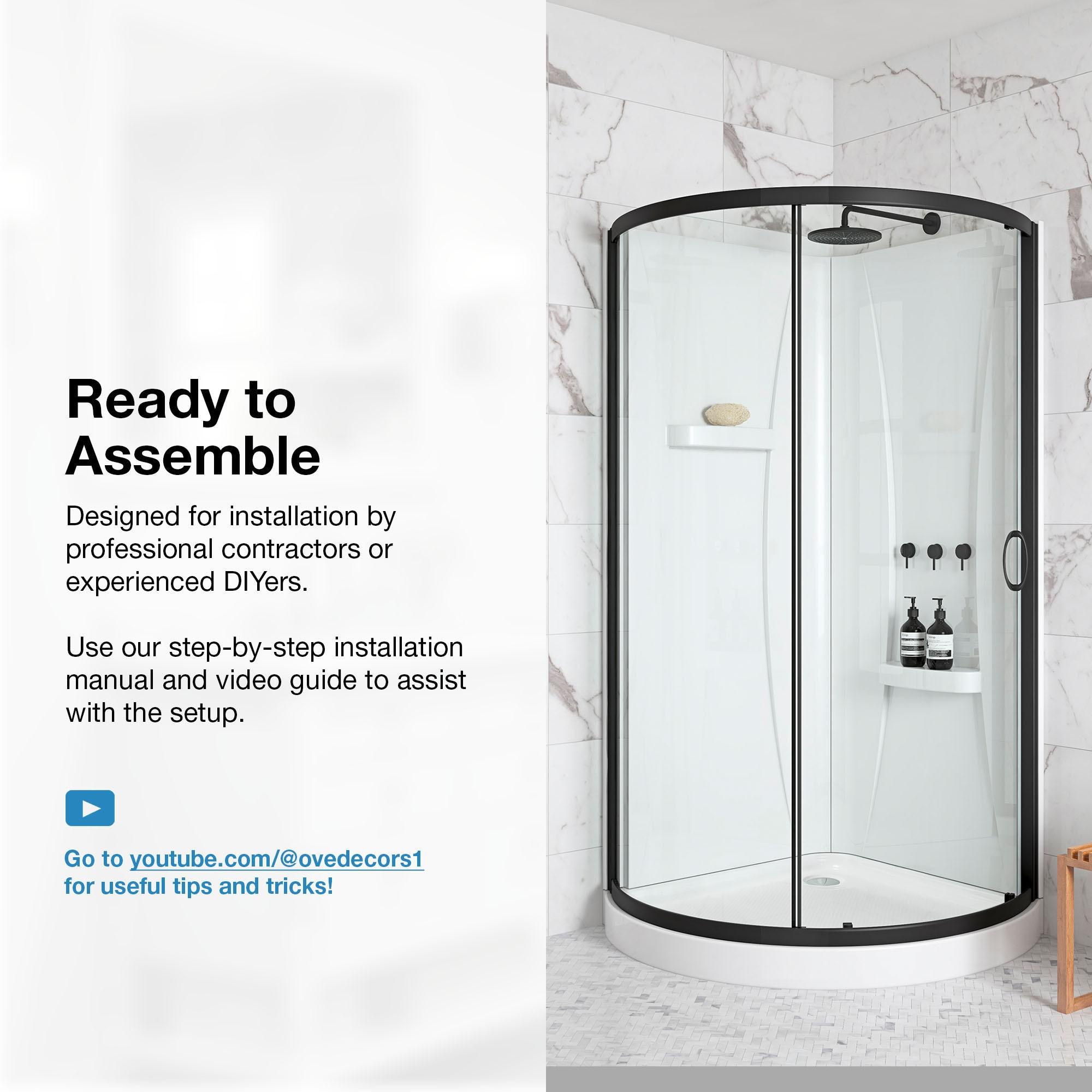 OVE Decors Breeze 40 in. Round Shower Kit w/ Clear, Base, Wall