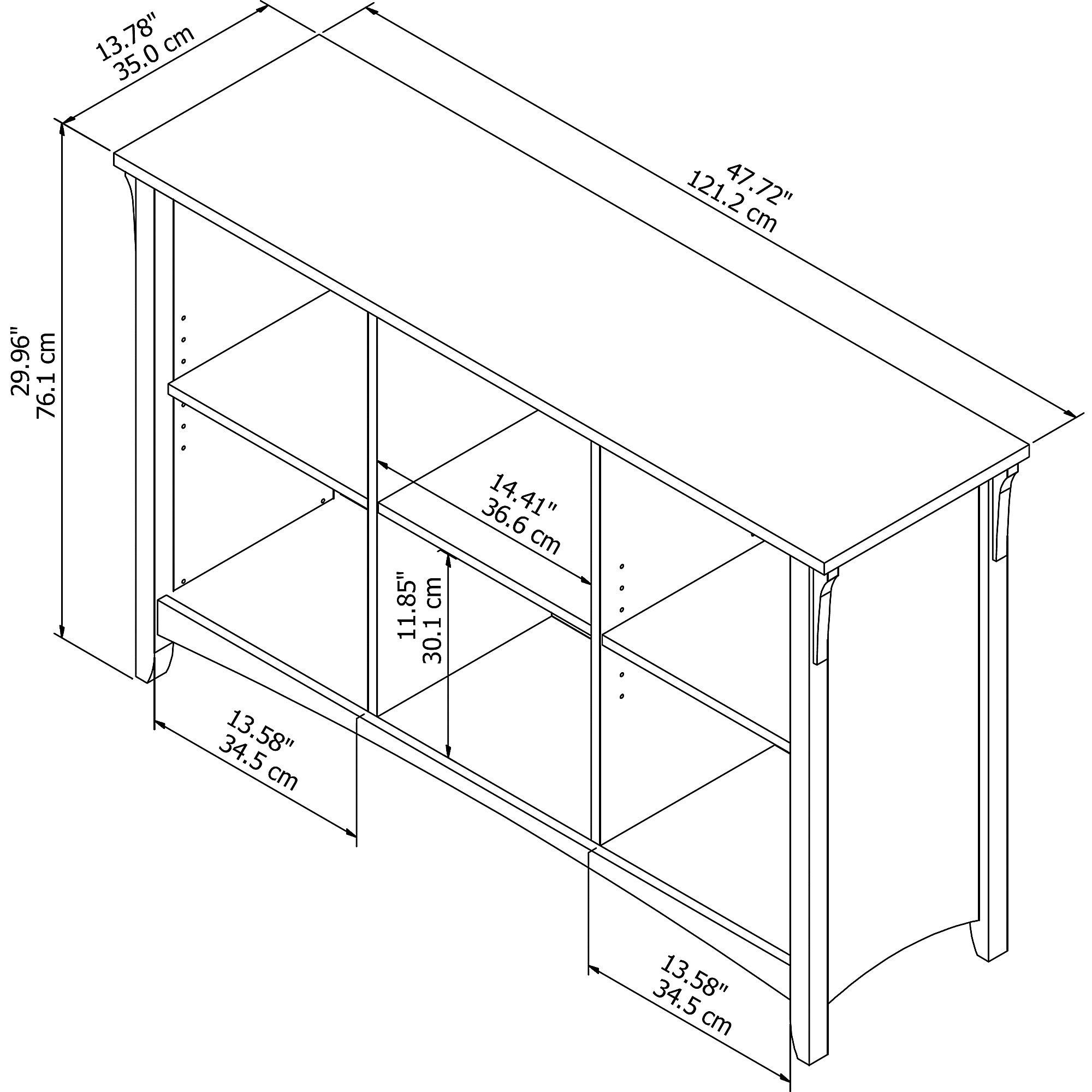 Bush Furniture 29.96" Salinas 6 Cube Organizer In Antique White: Mid-Century Modern Style, MDF Laminate, Metal Hardware